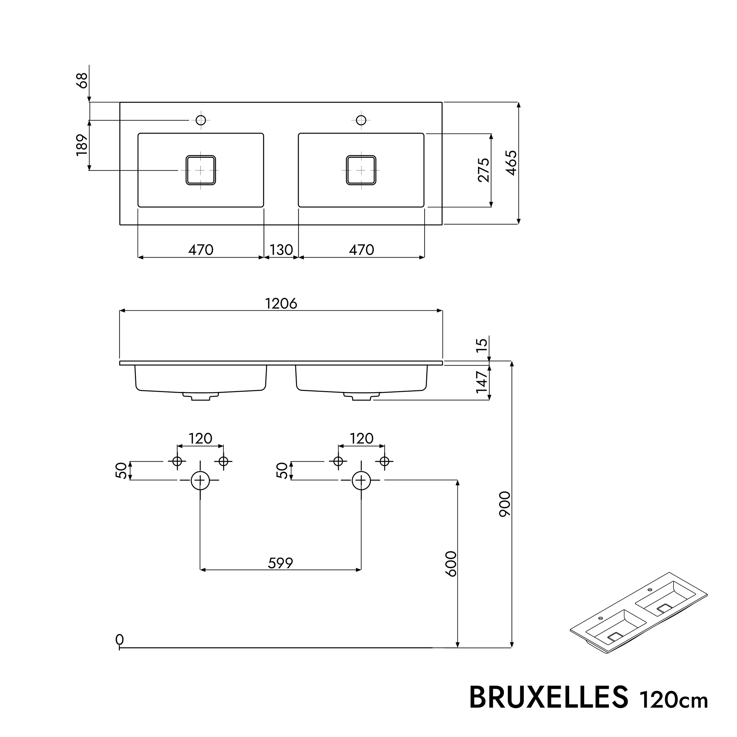 Mueble bajo lavabo VIREO 120 cm