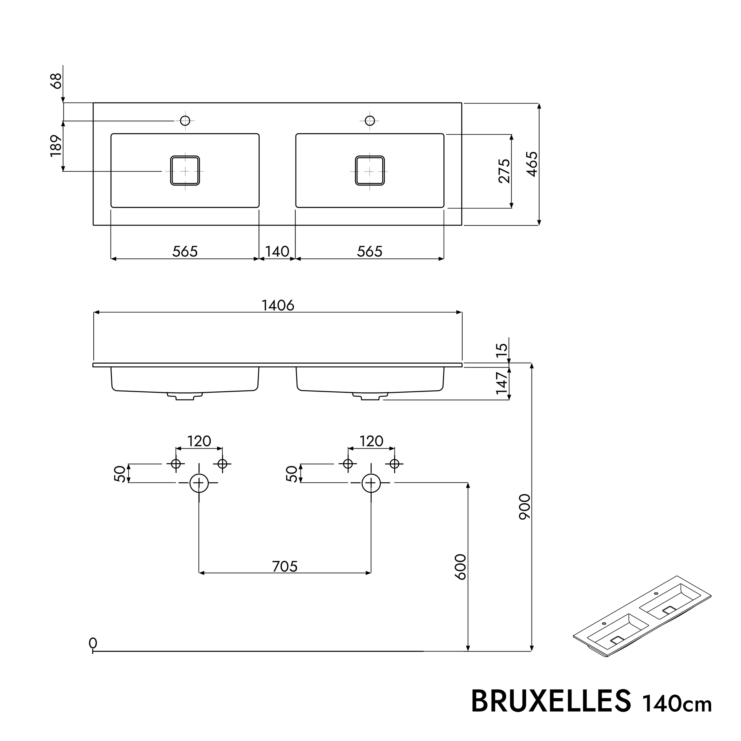 Mueble de baño VIREO de 140 cm 