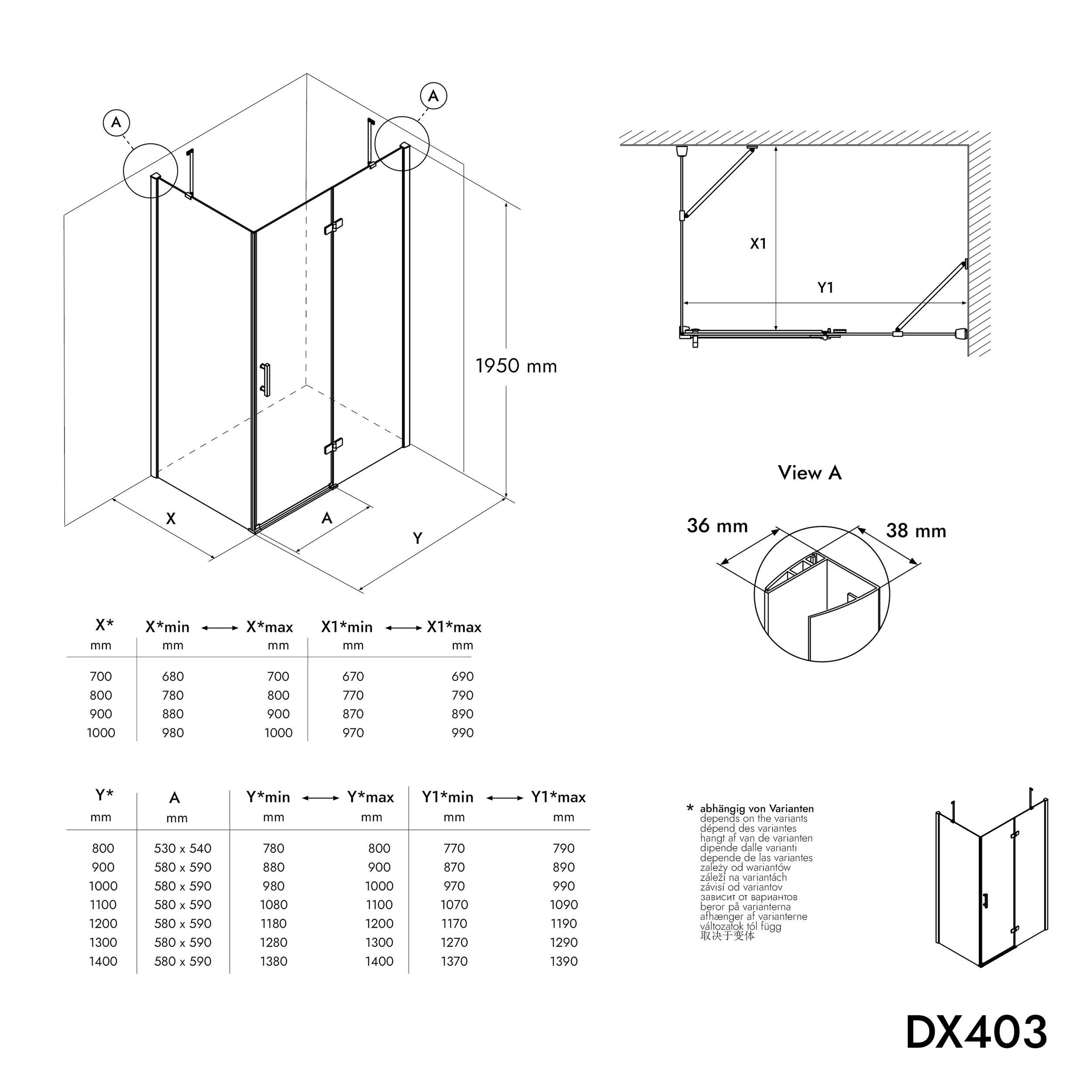 Mampara de ducha angular DX403
