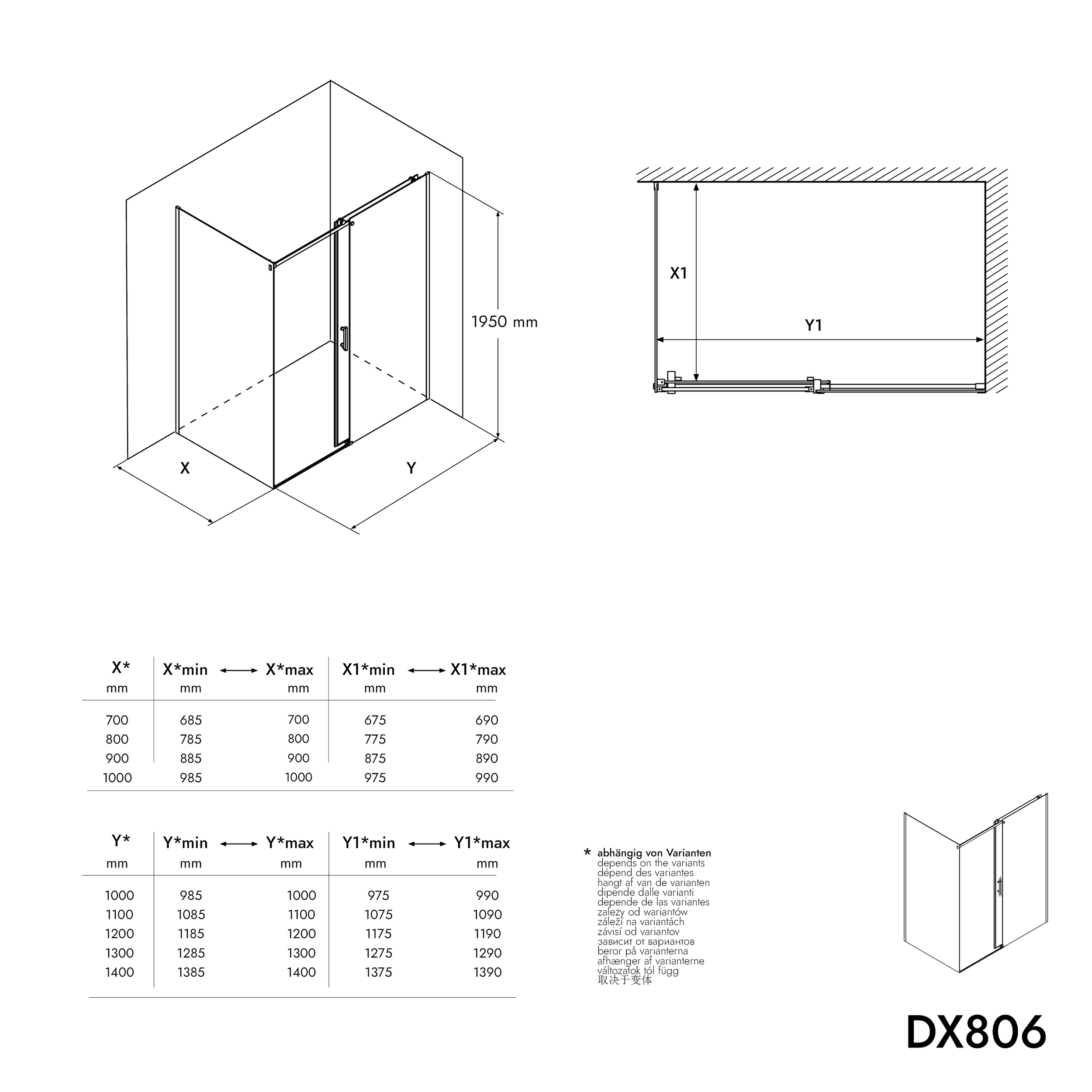 Mampara de ducha de esquina DX806A FLEX