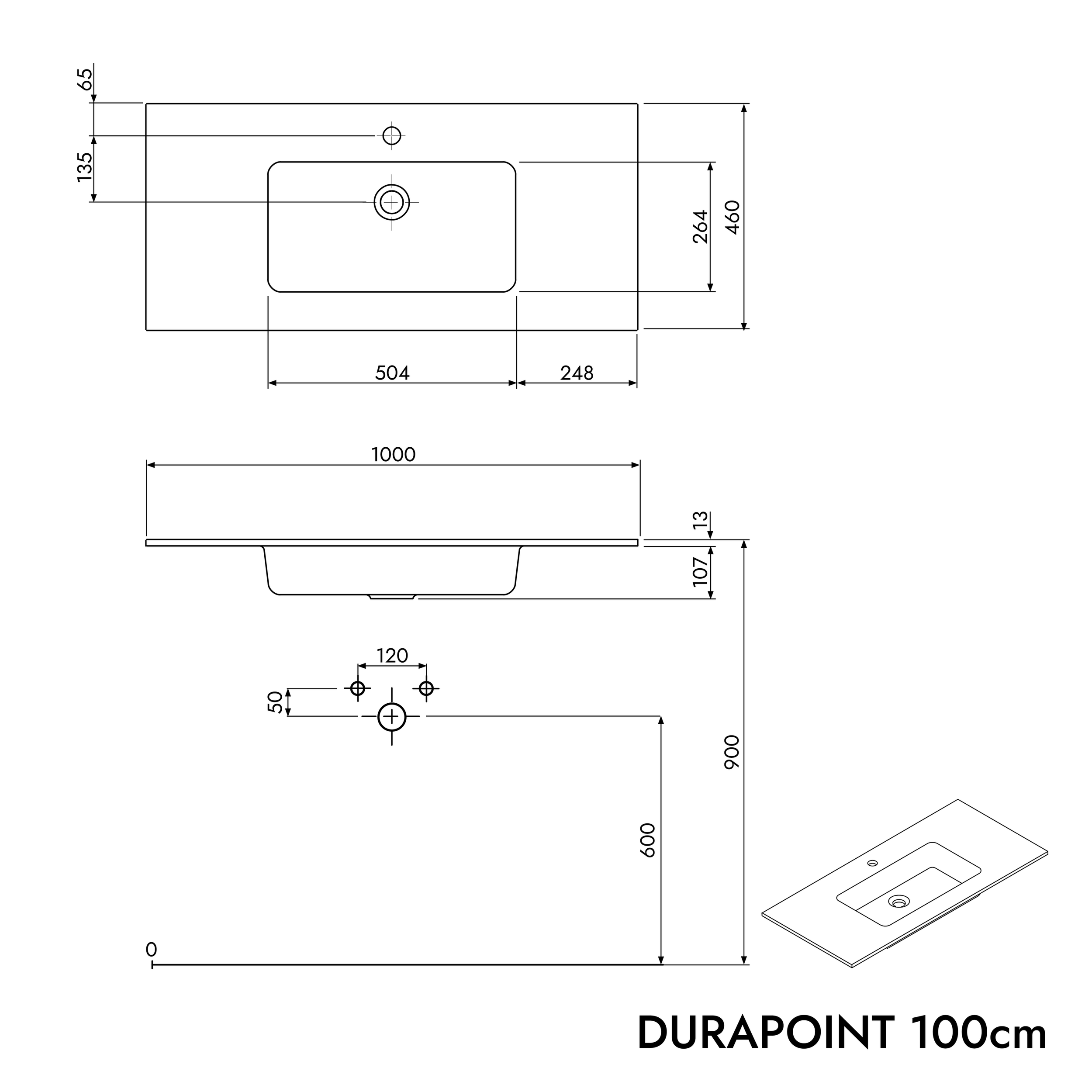 Lavabo Duravit con mueble bajo lavabo TIM 100 cm