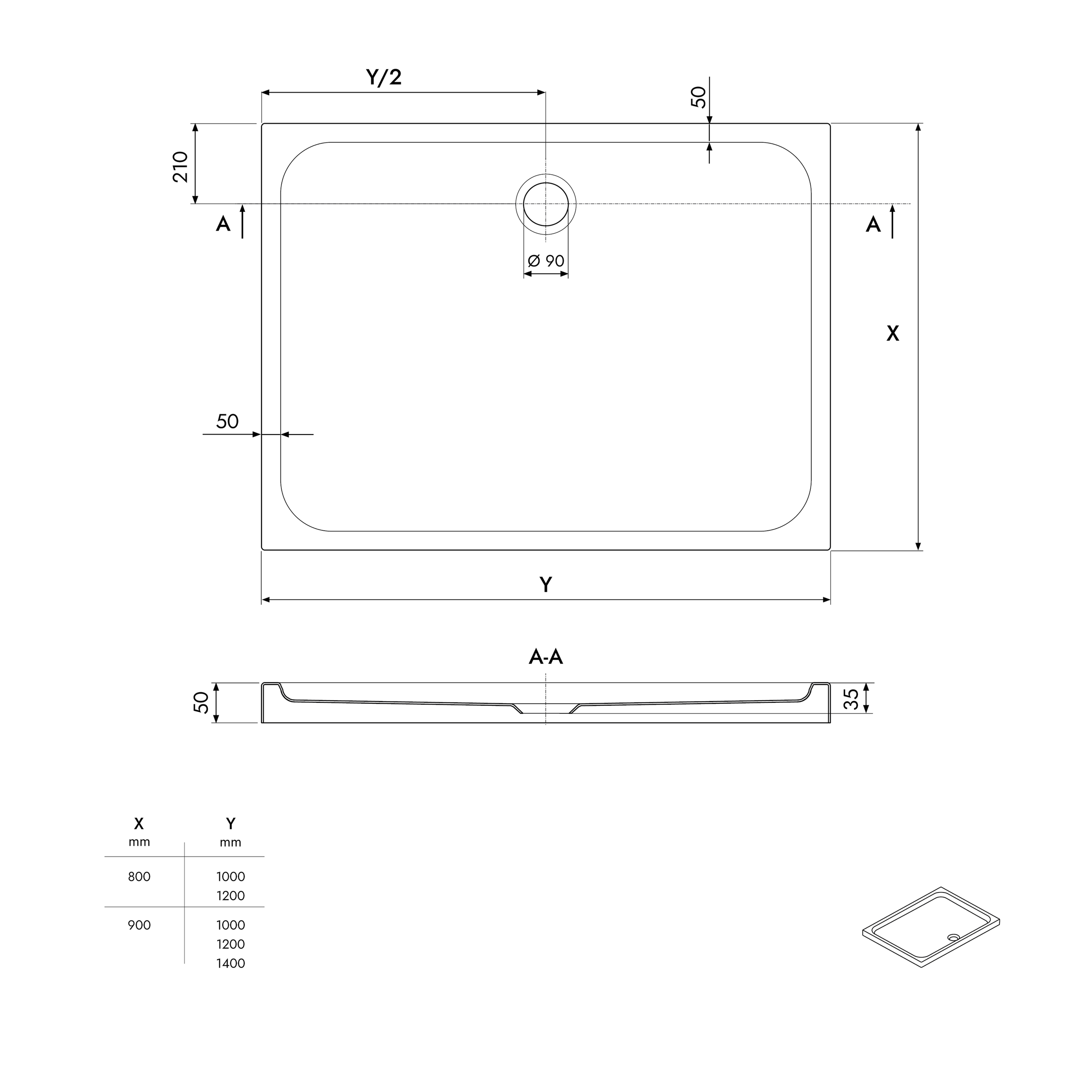 Plato de ducha acrílico rectangular