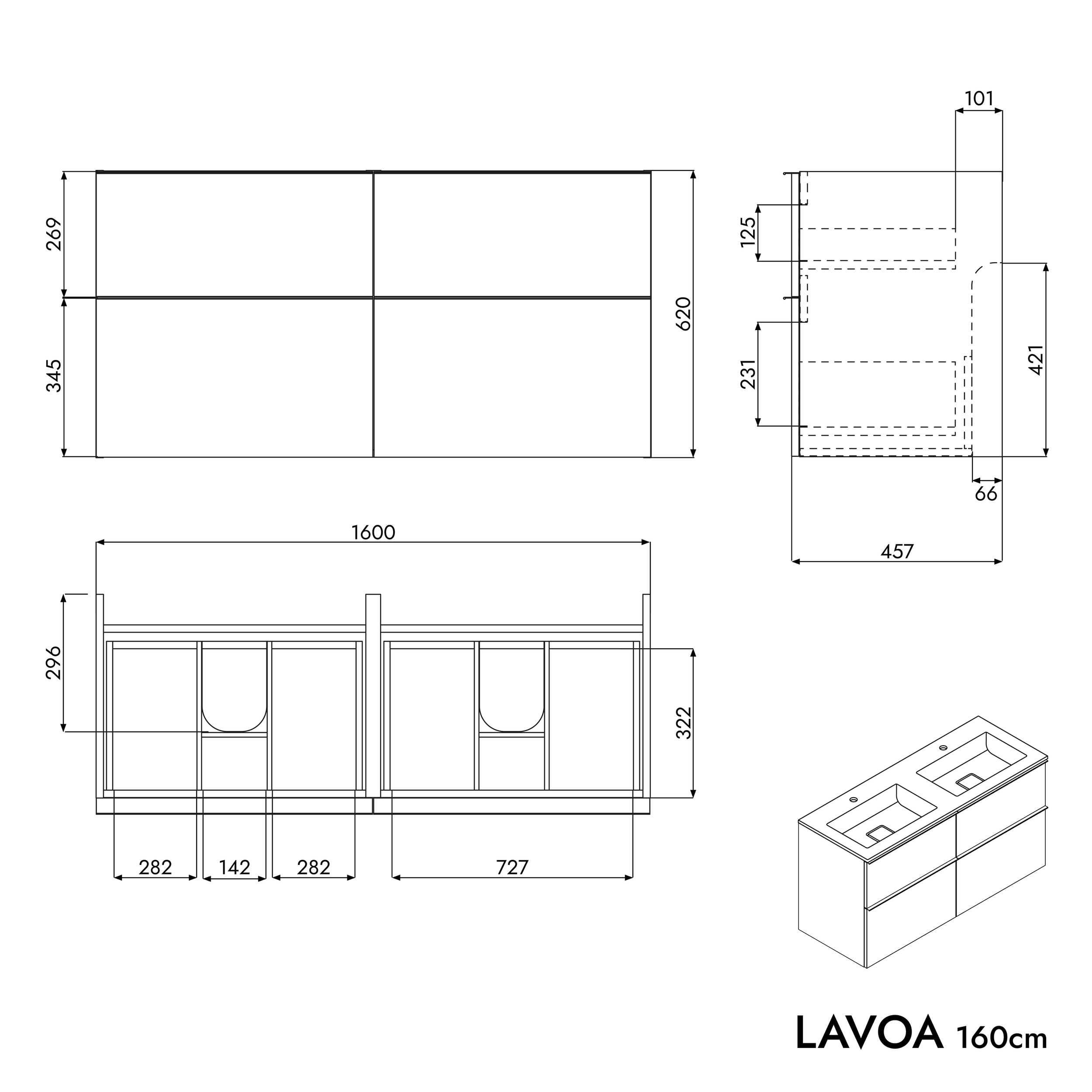 Mueble lavabo LAVOA 160 cm