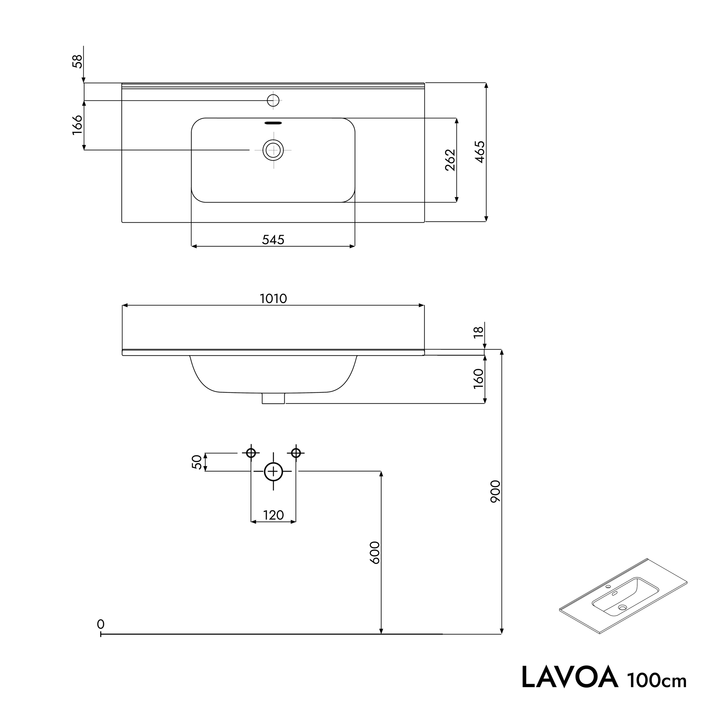 Mueble lavabo LAVOA 100 cm