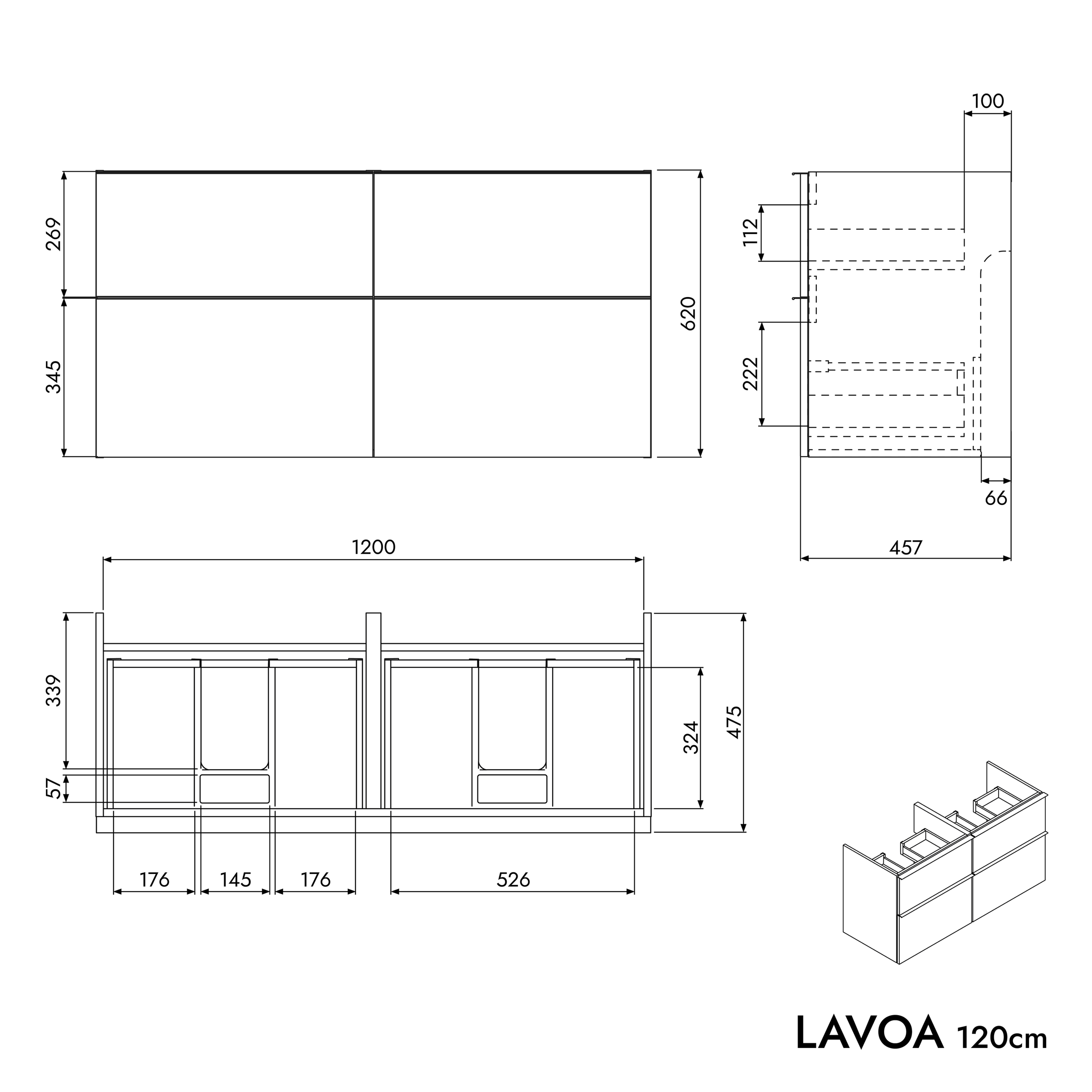 Mueble lavabo LAVOA 120 cm