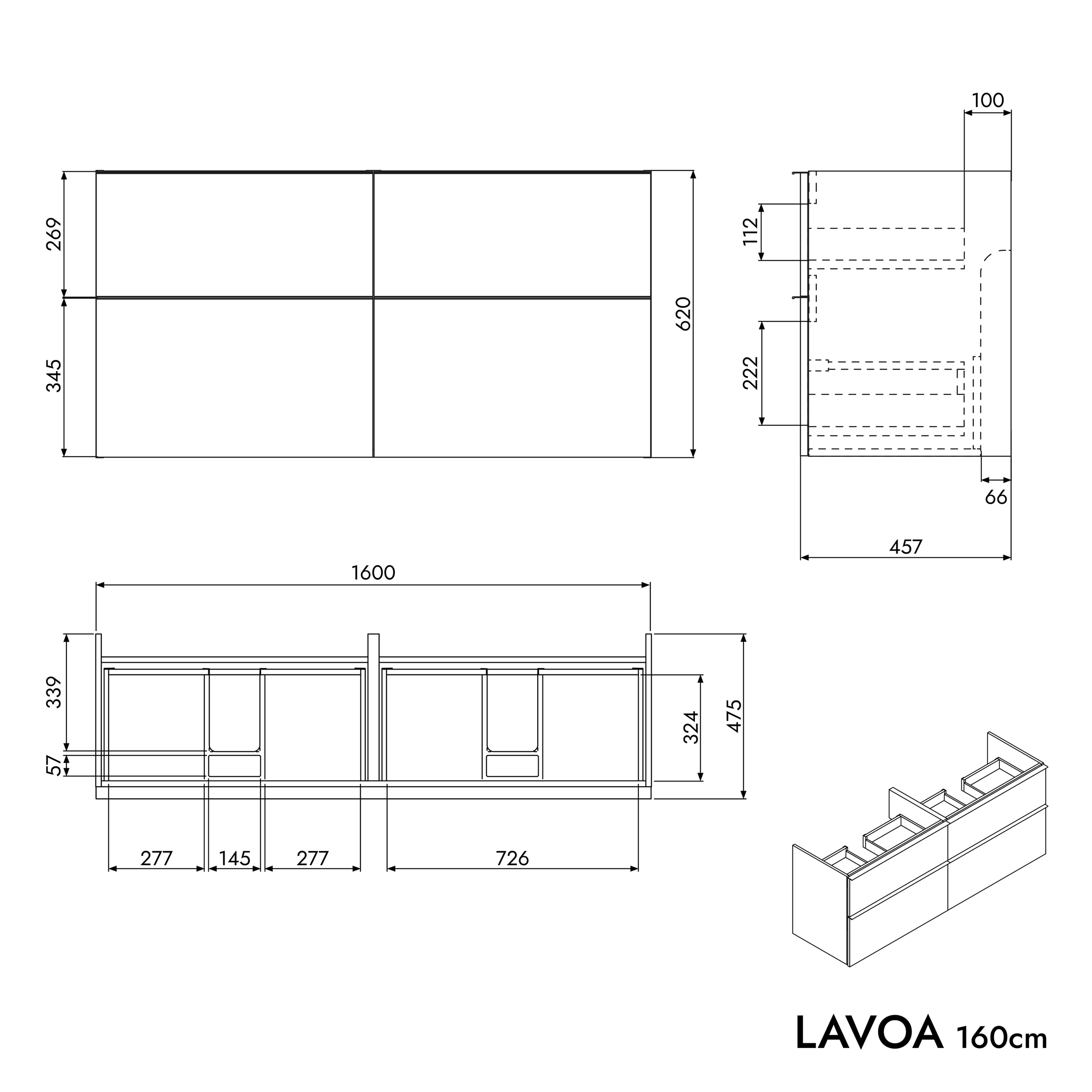 Mueble de lavabo LAVOA 160 cm
