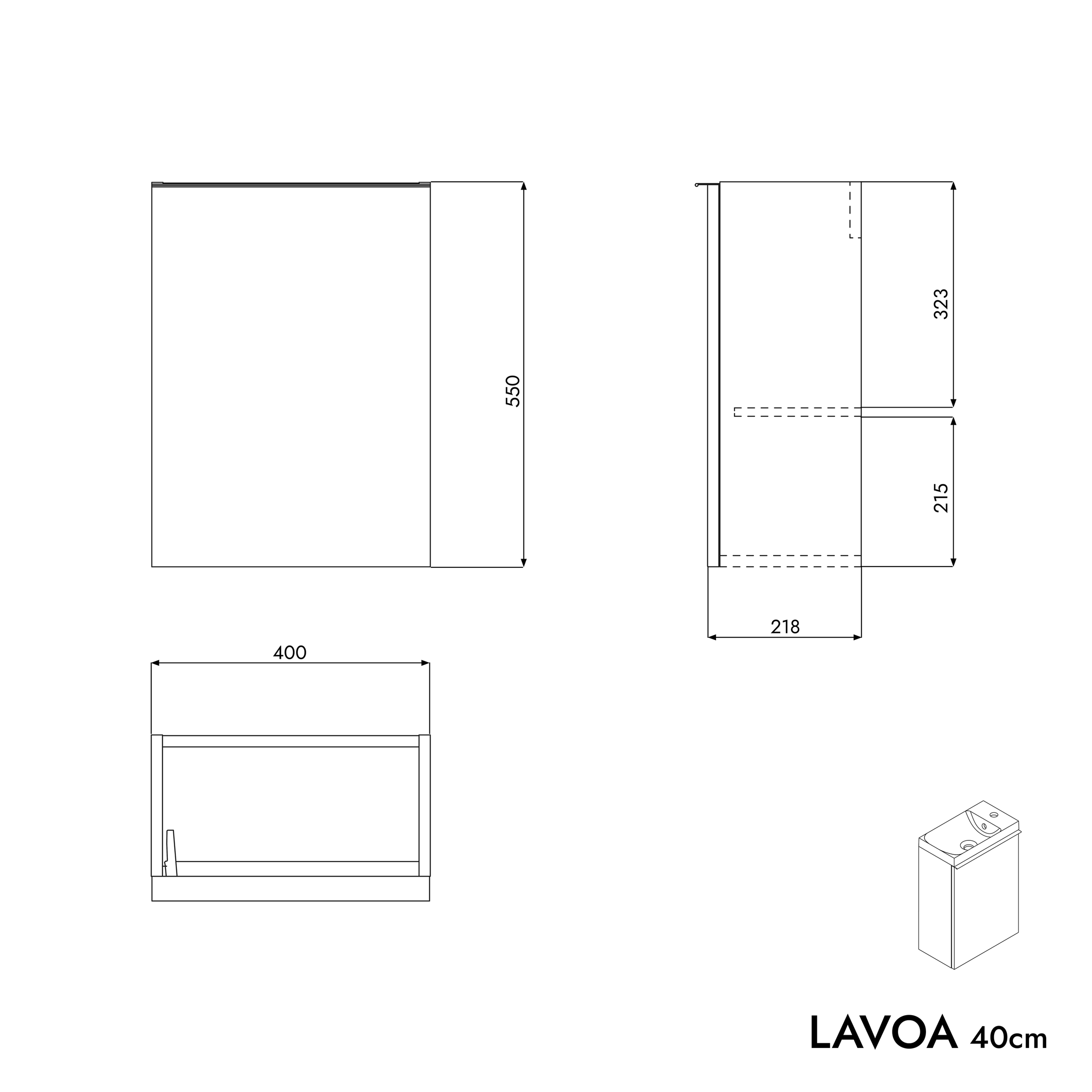 Mueble bajo lavabo LAVOA 40 cm