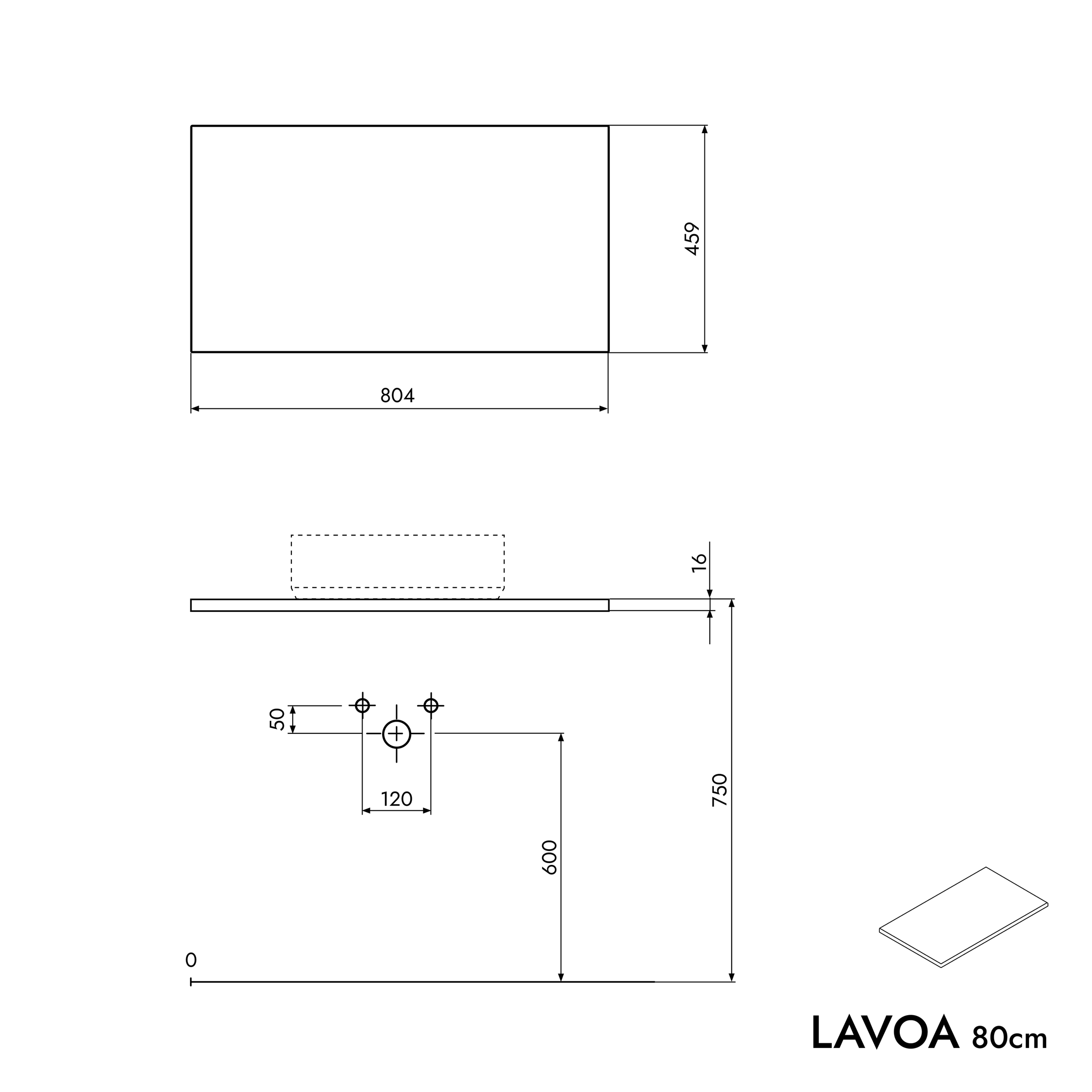 Mueble de cuarto de baño lavabo LAVOA 80 cm