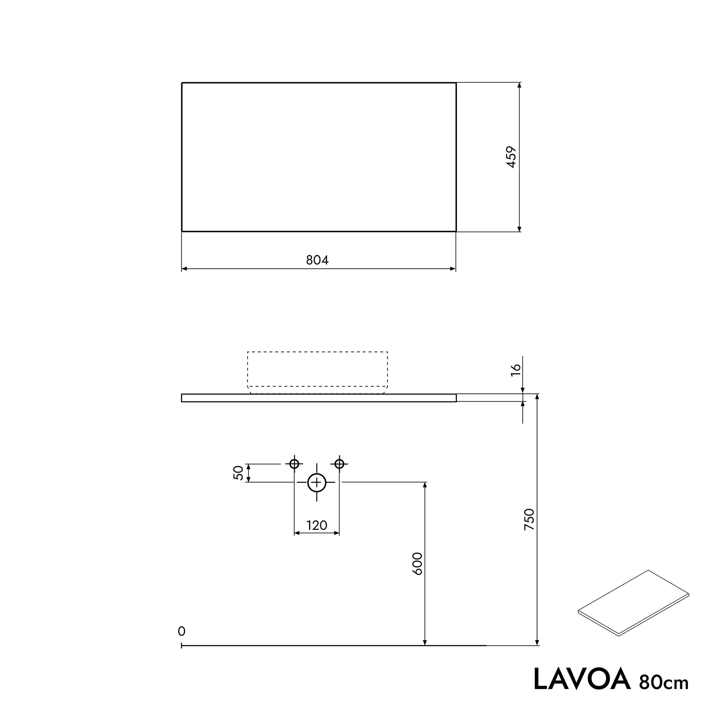 Mueble de cuarto de baño lavabo LAVOA 80 cm