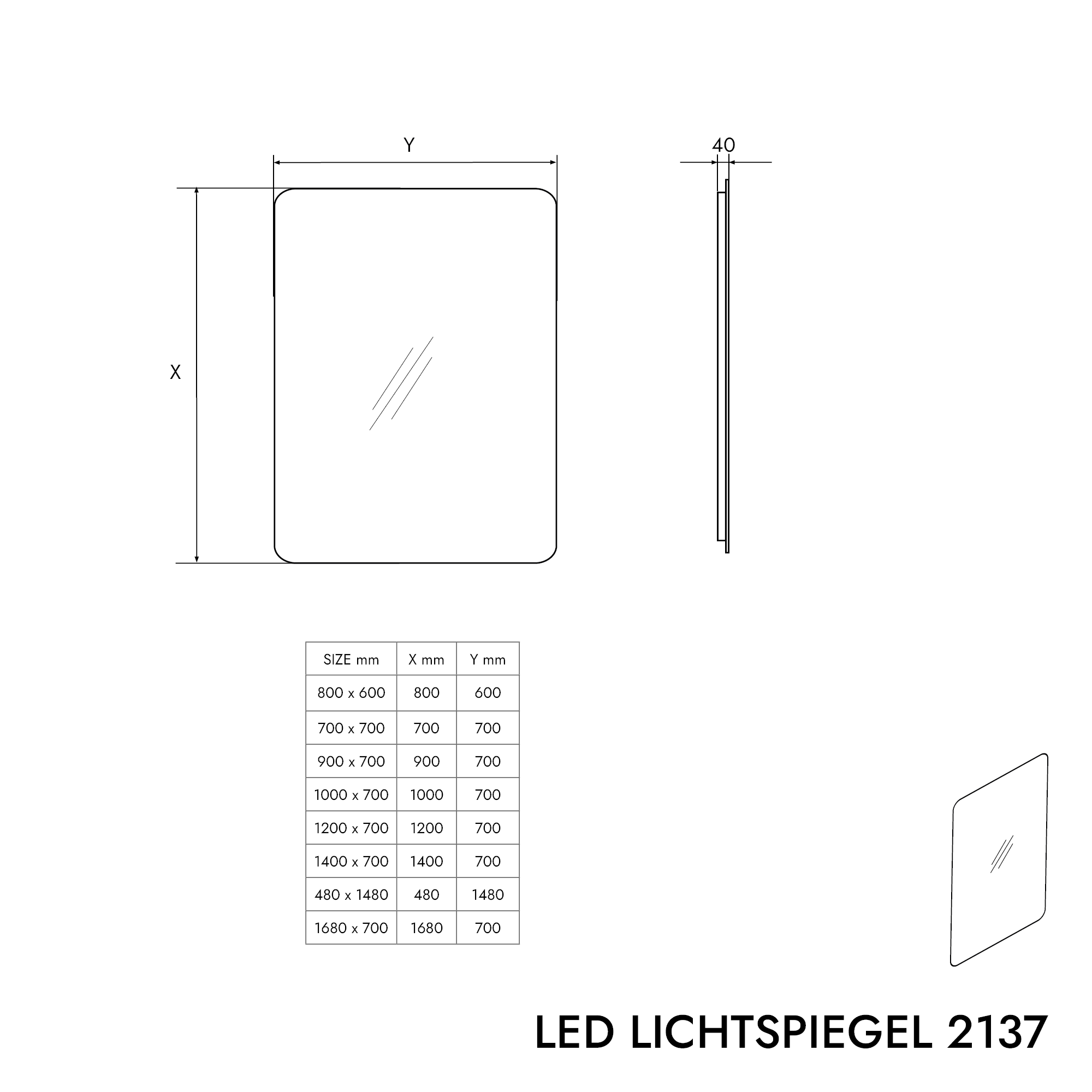 Espejo con luz LED 2137