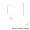 Espejo iluminado por LEDs 8144-2.0 ovalado incl. calefacción del espejo y ajuste de luz cálida/fría - marco negro - tamaño seleccionable