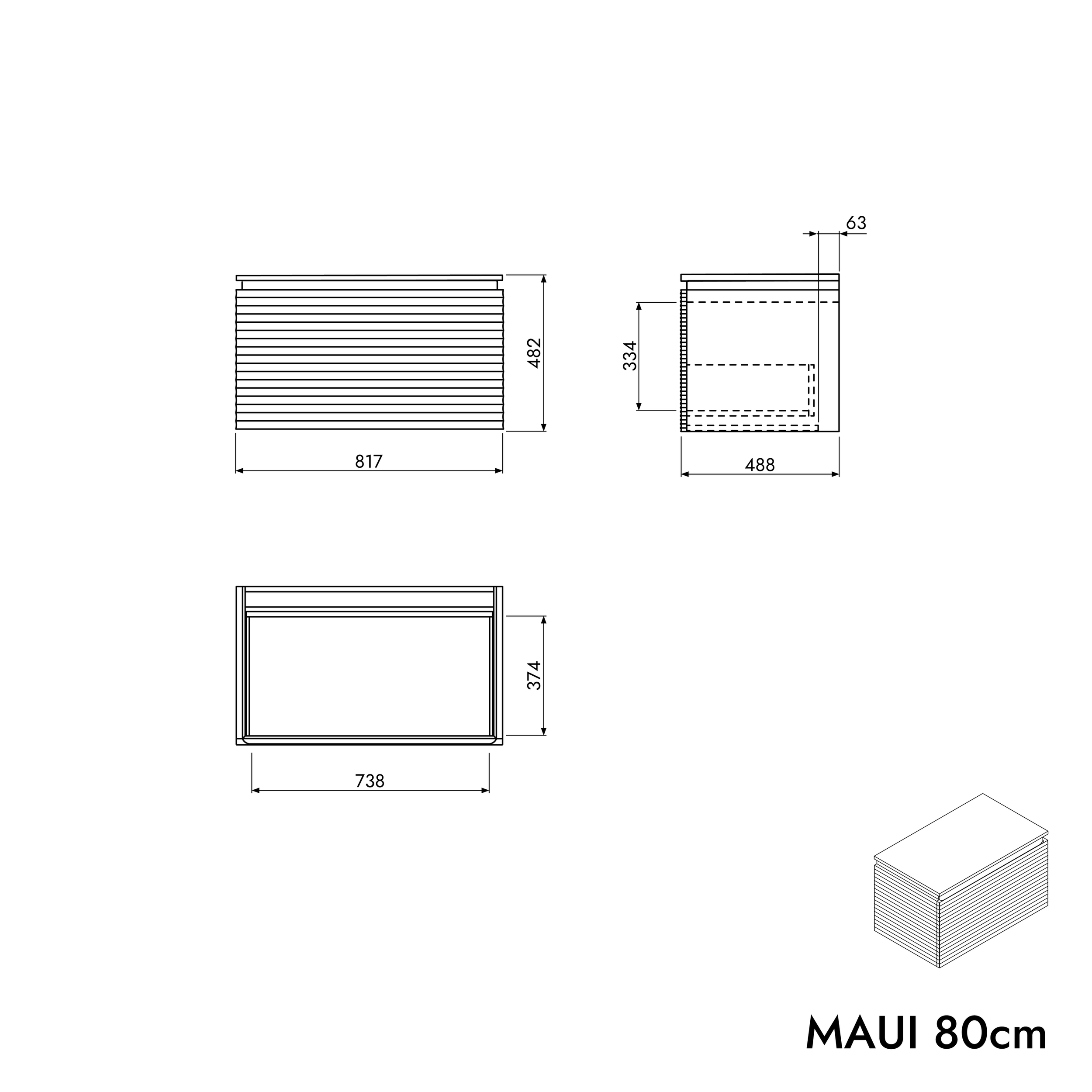 Armario inferior para lavabo MAUI 80 cm