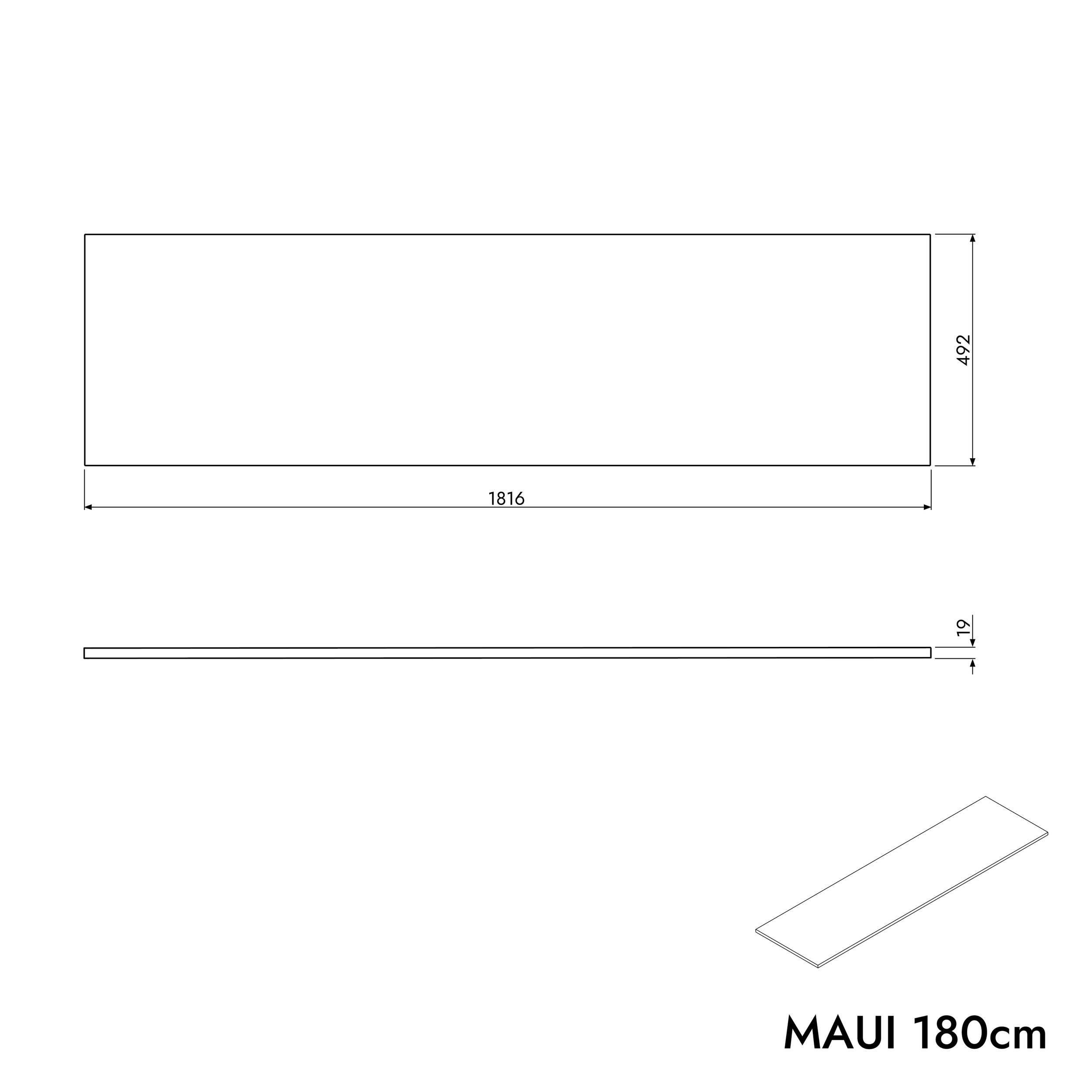 Mueble bajo para lavabo MAUI 180 cm