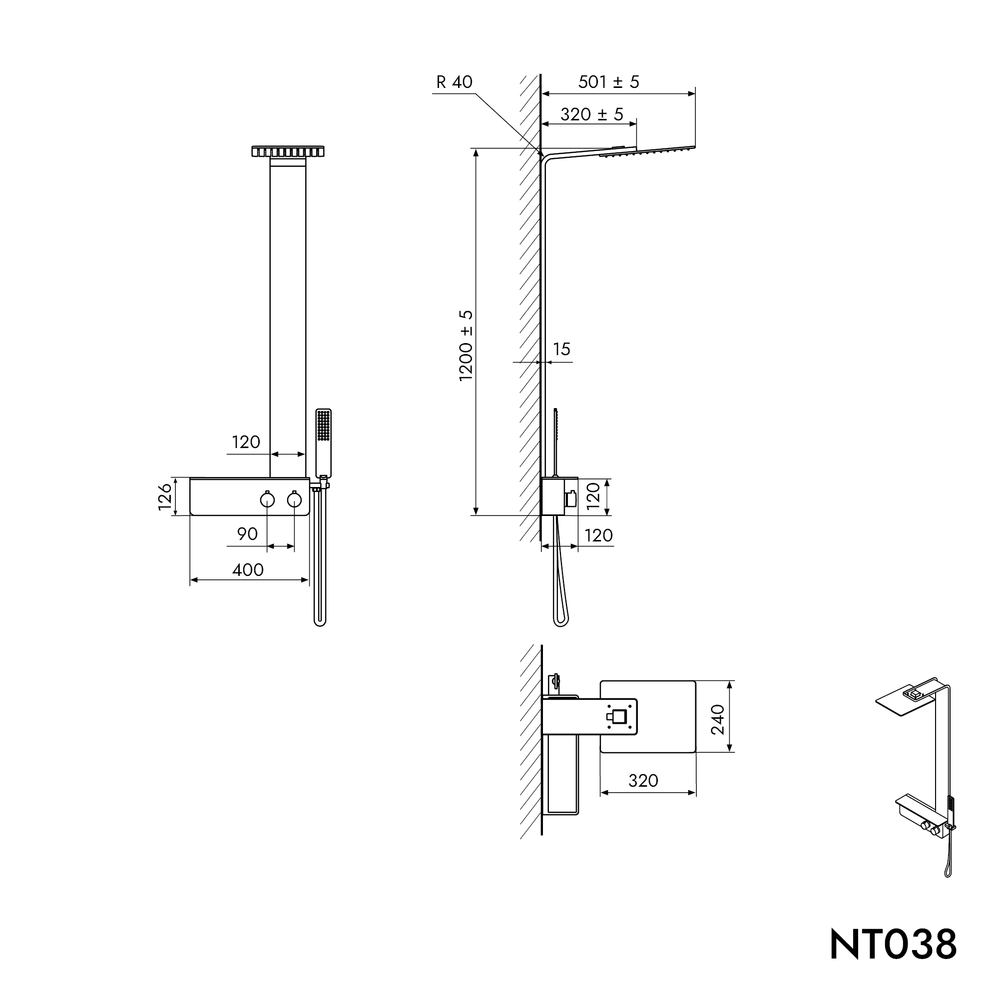 Sistema de ducha NT038 Pro