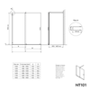 Cabina de ducha Walk-In NT101 Puerta corredera Negro mate - Vidrio Nano Grey 8mm - ancho seleccionable
