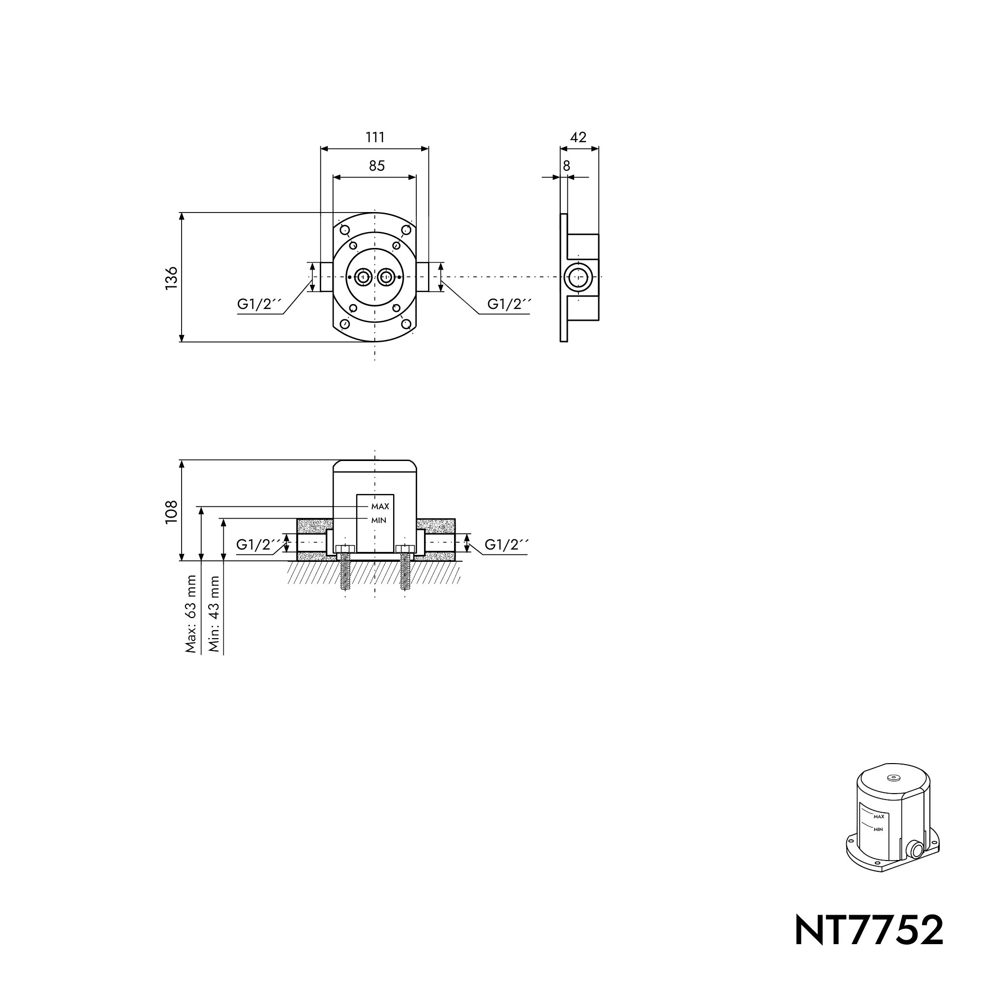 Mezclador de bañera independiente NT7752