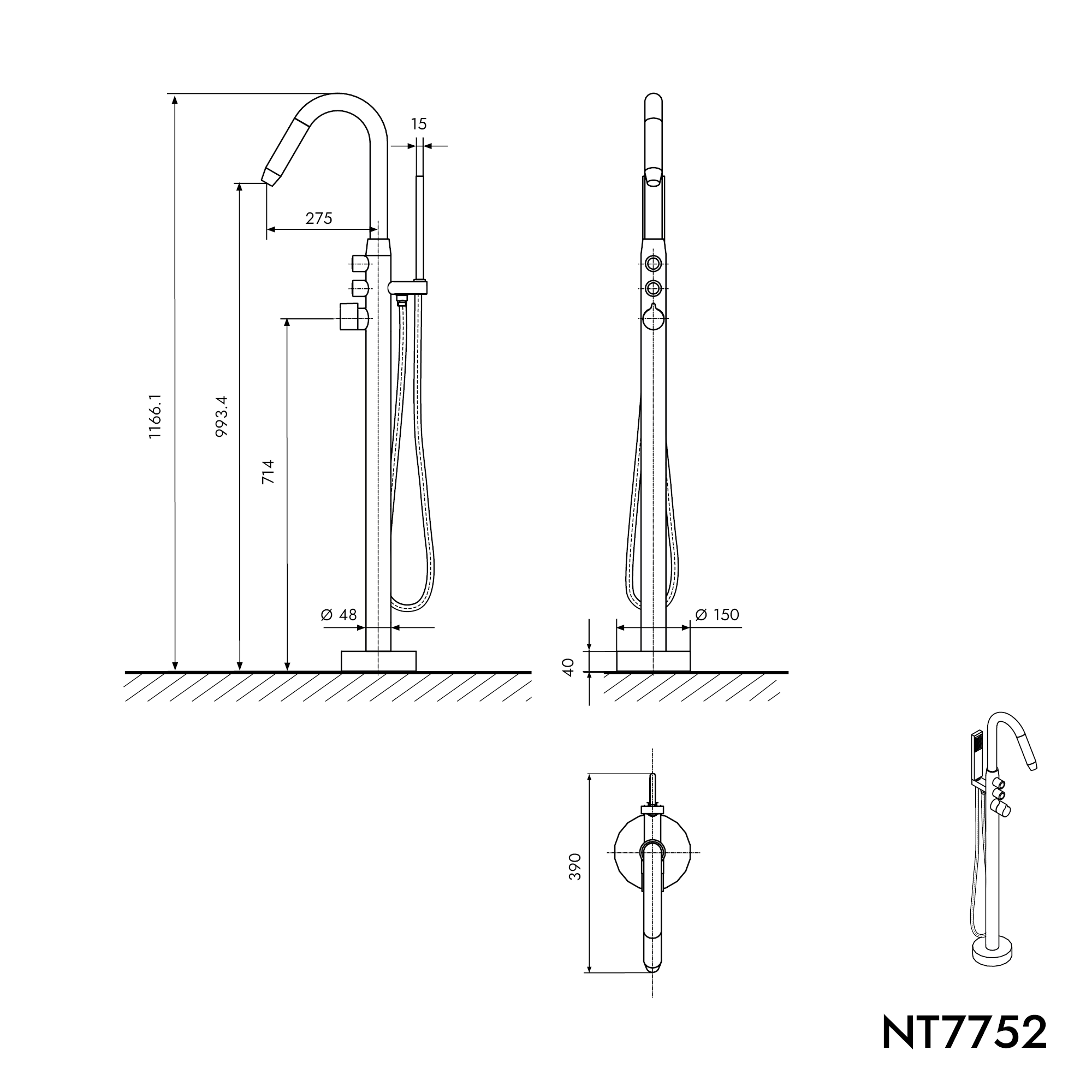 Mezclador de bañera independiente NT7752