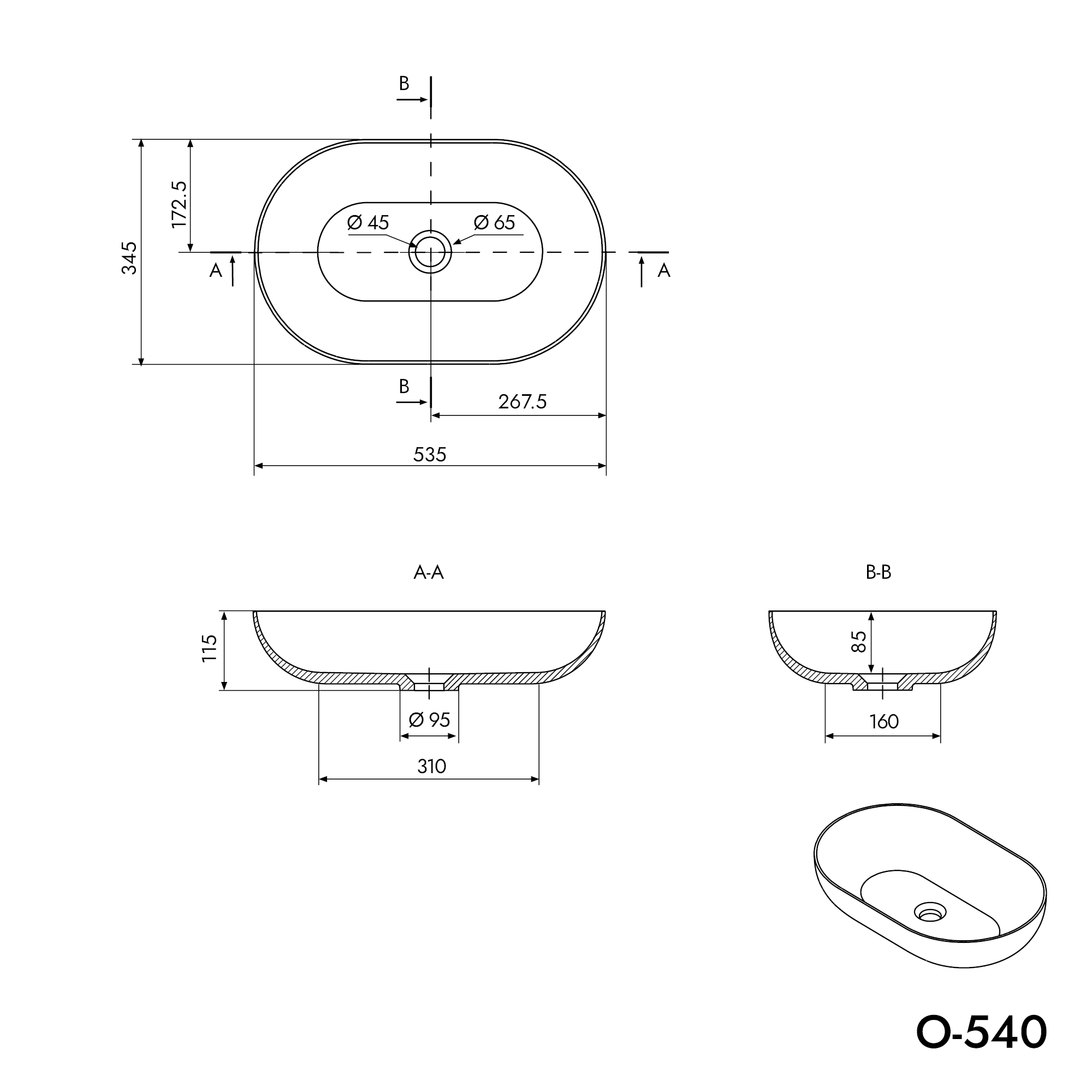 Lavabo de encimera O-540