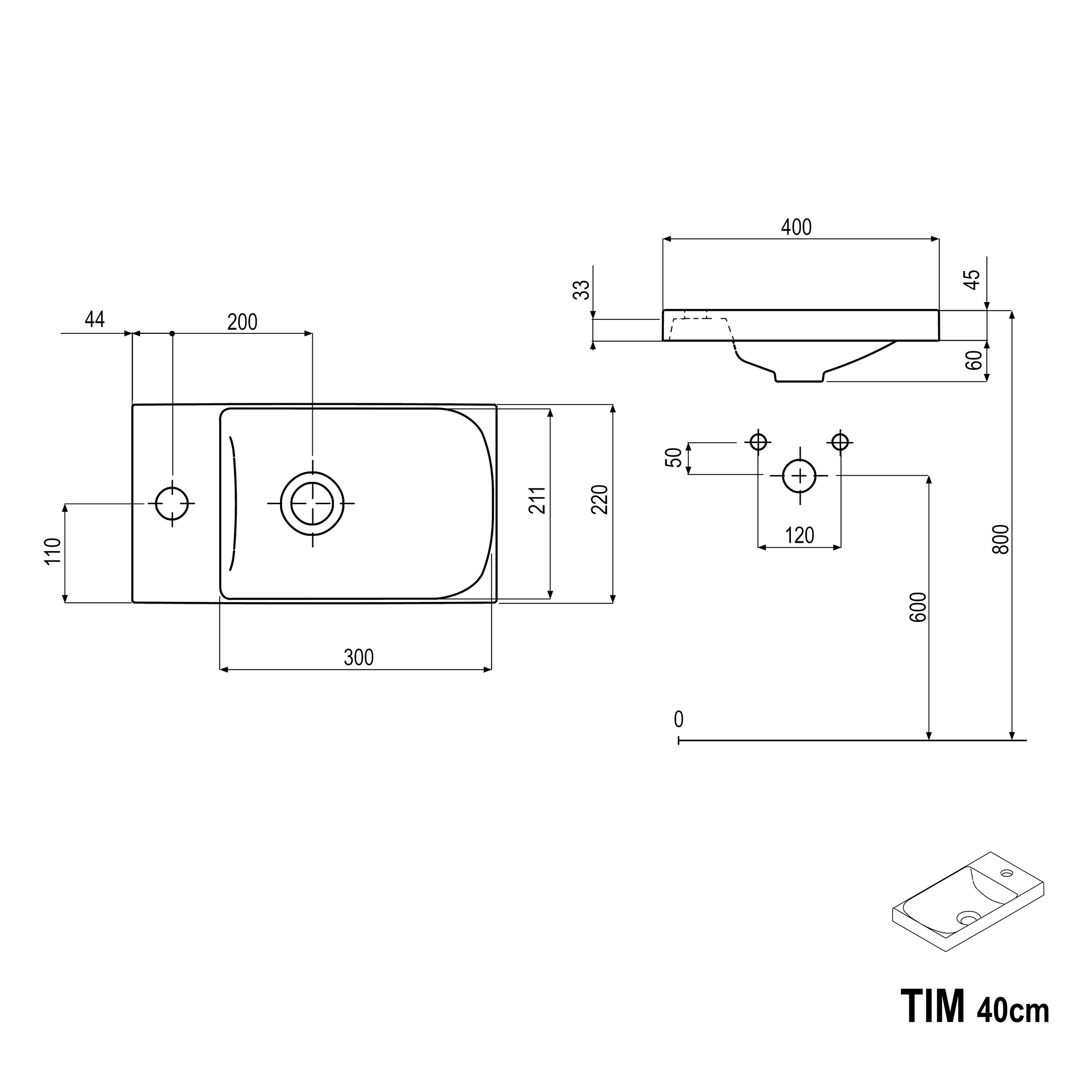 Mueble bajo TIM 40 cm