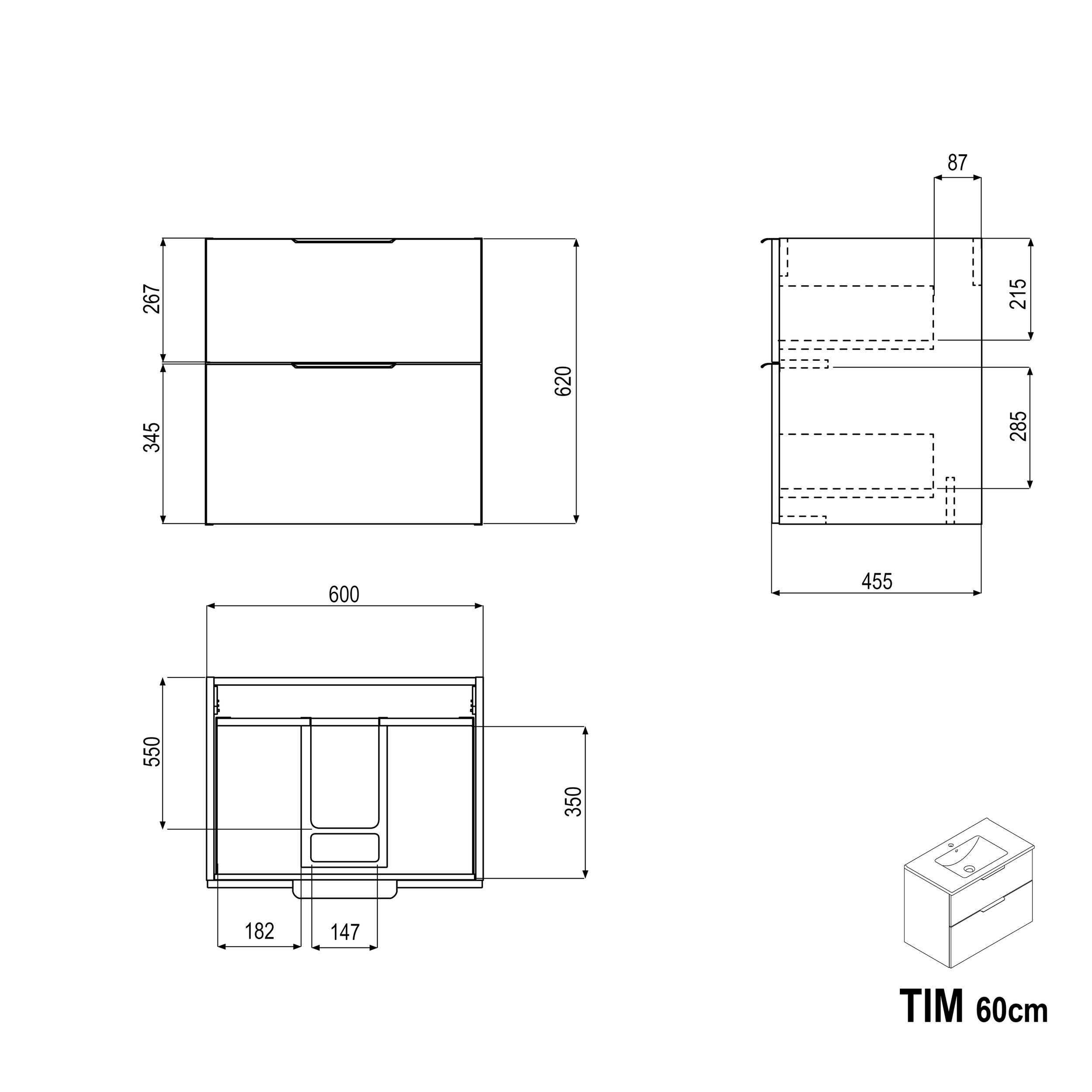 Mueble tocador TIM 60 cm