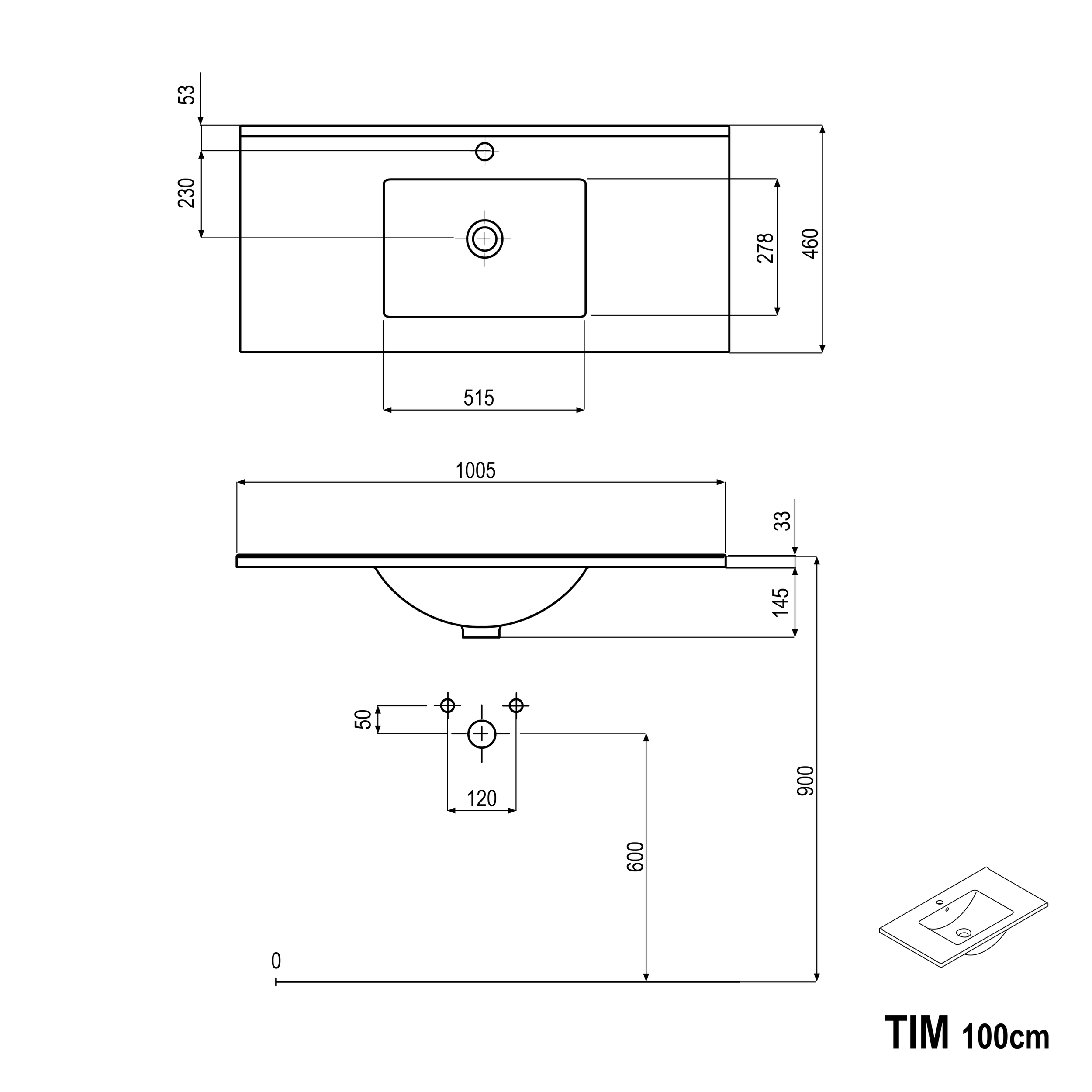 Conjunto de muebles de baño TIM 100 cm con lavabo