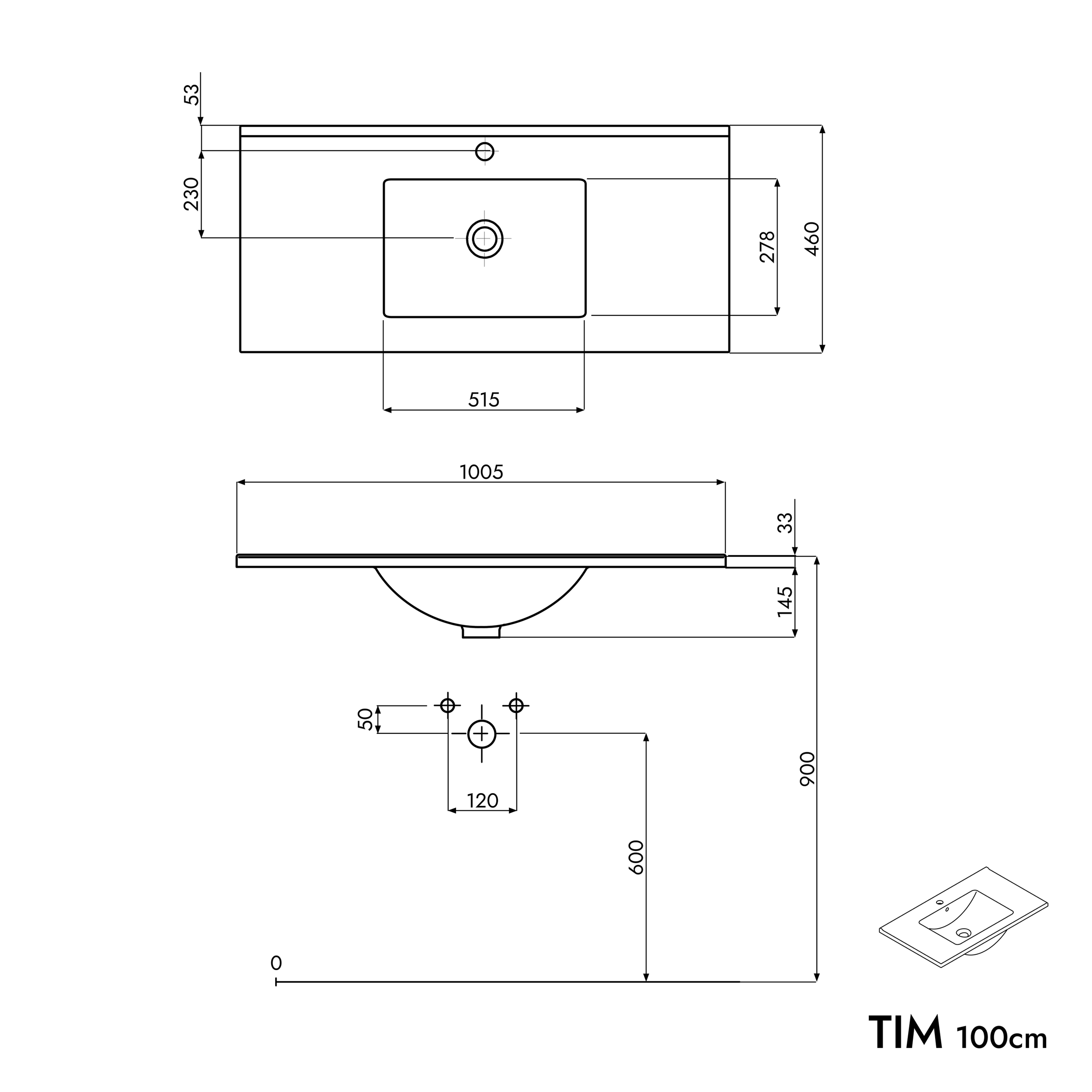 Conjunto de muebles de baño TIM 100 cm con lavabo