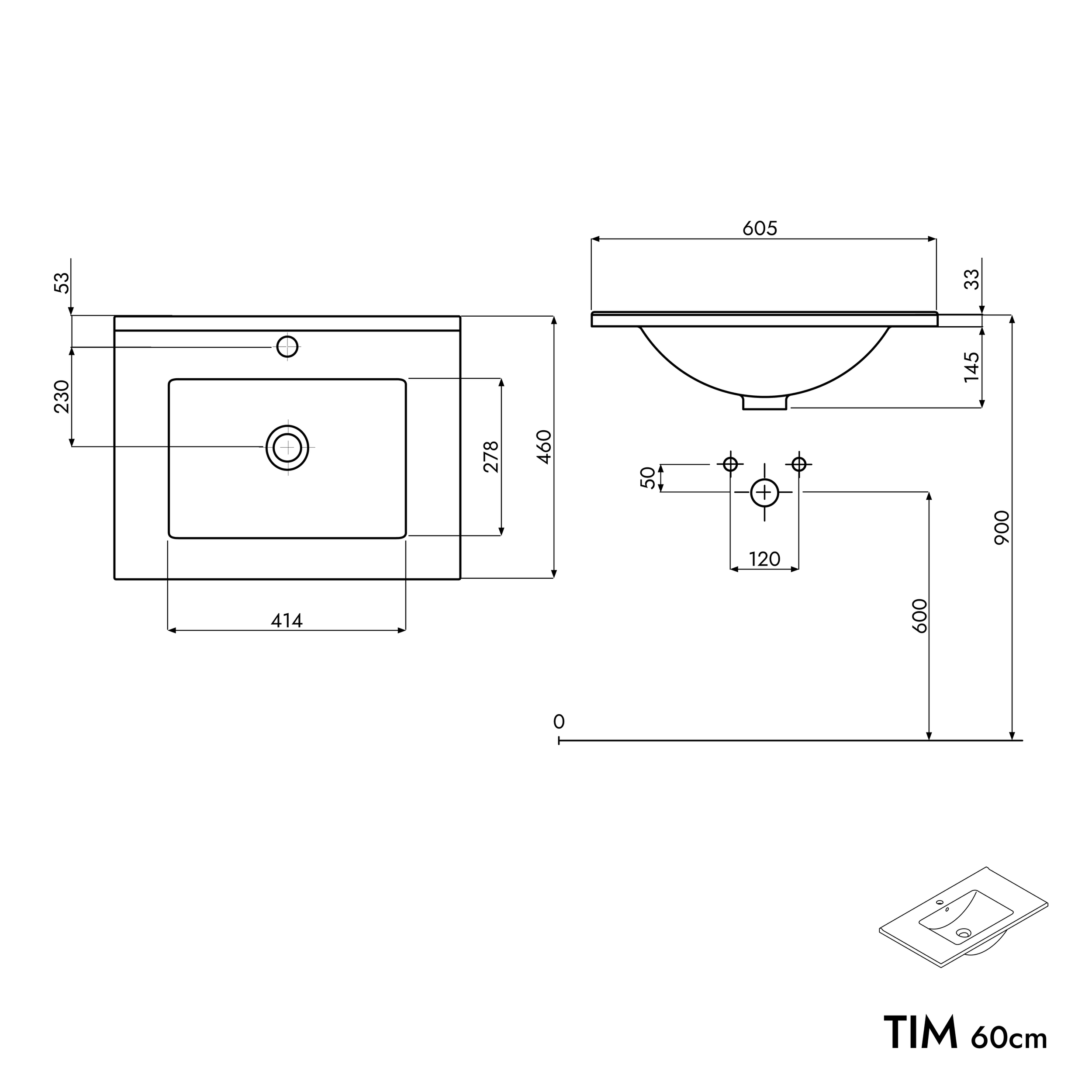 Conjunto de muebles de baño TIM 60 cm con lavabo