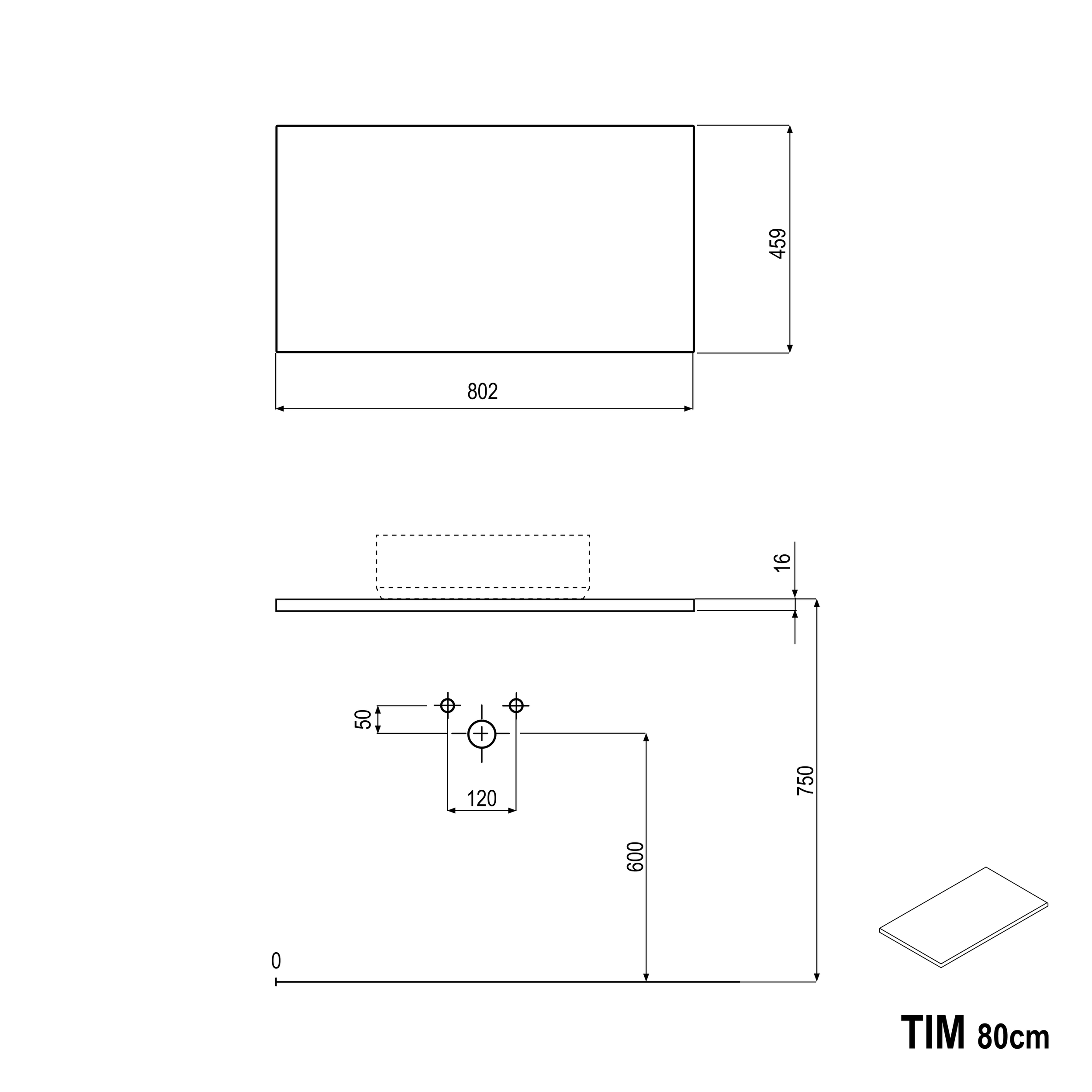 Mueble tocador TIM 80 cm