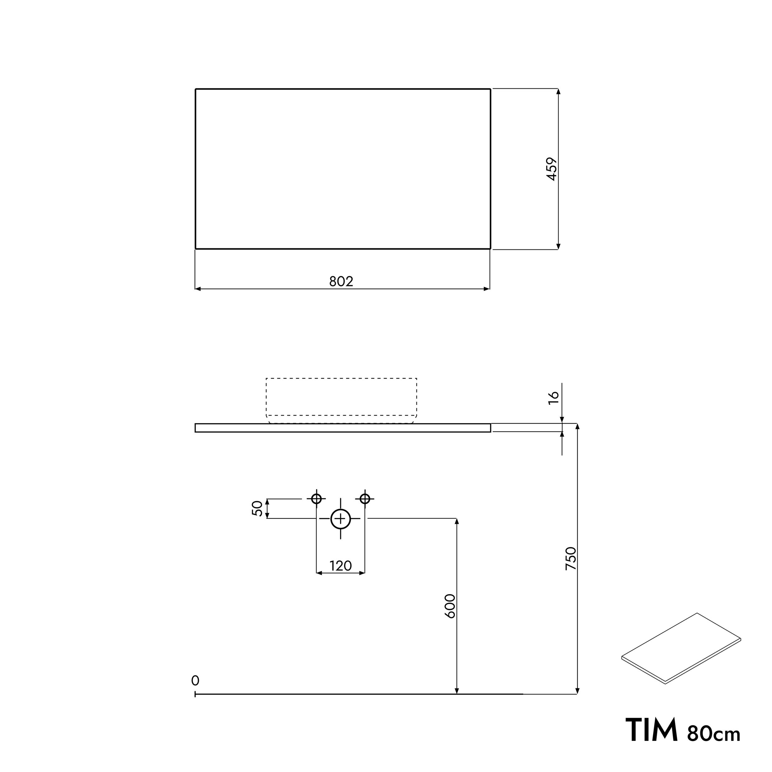 Mueble tocador TIM 80 cm