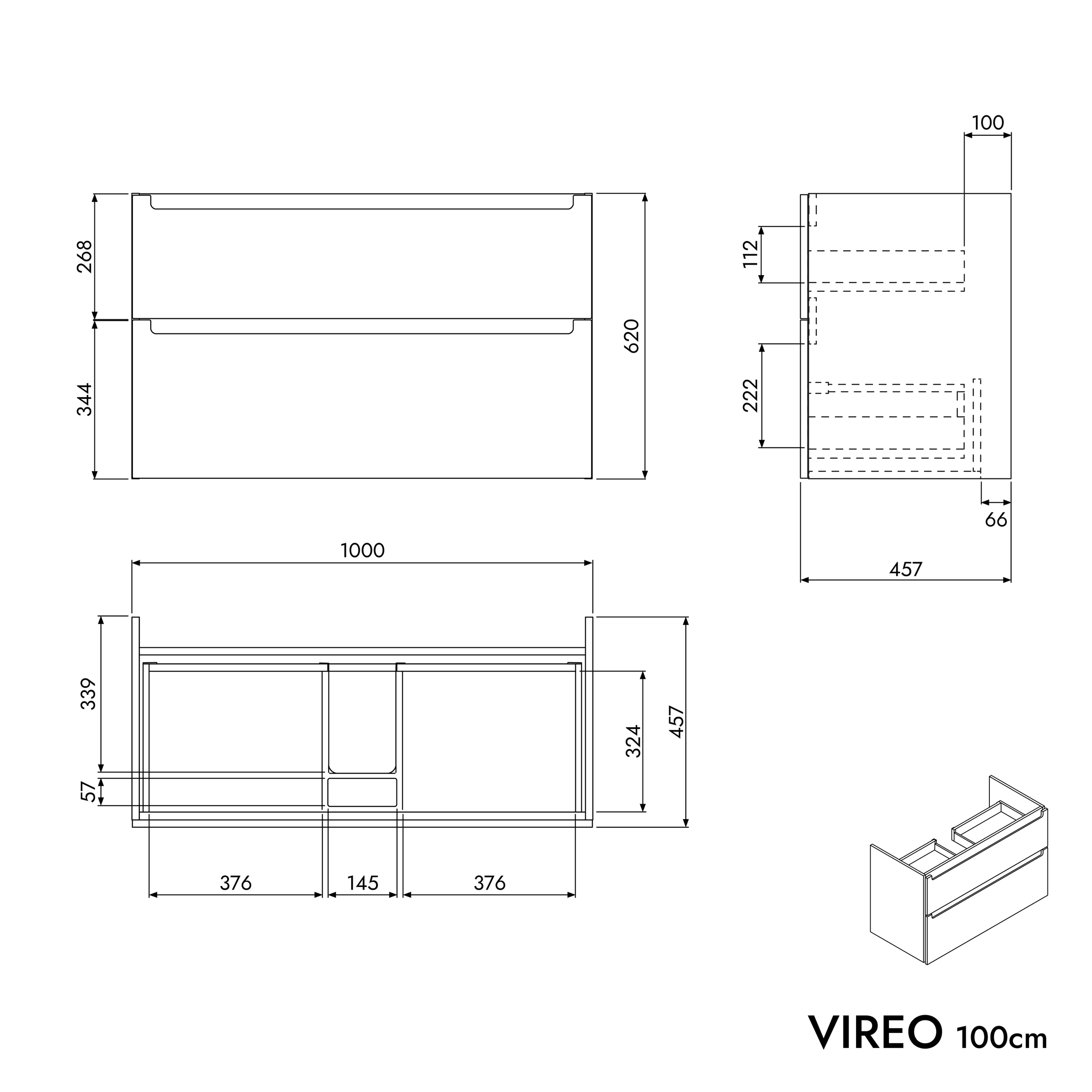 Mueble bajo lavabo VIREO 100 cm
