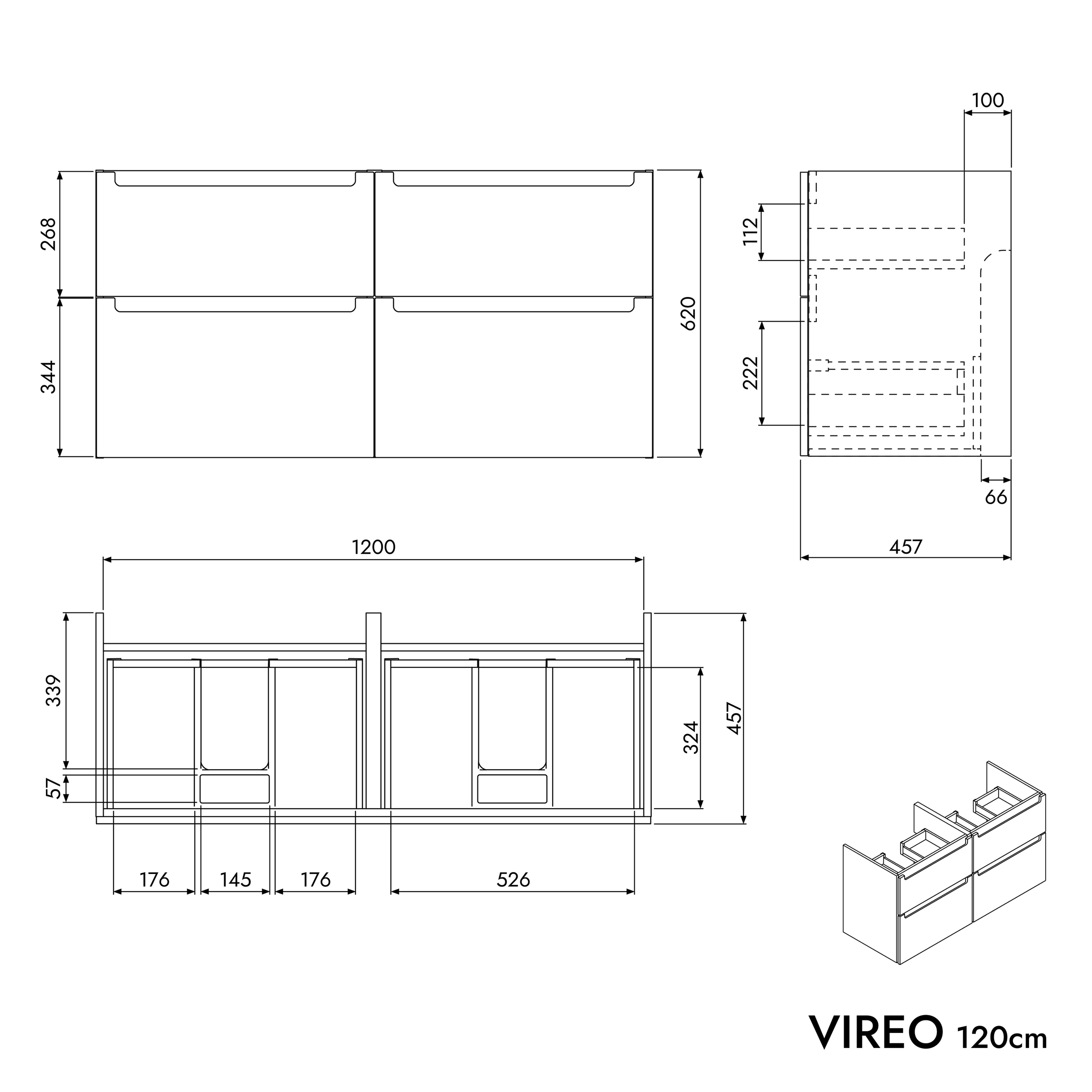 Mueble bajo lavabo VIREO 120 cm