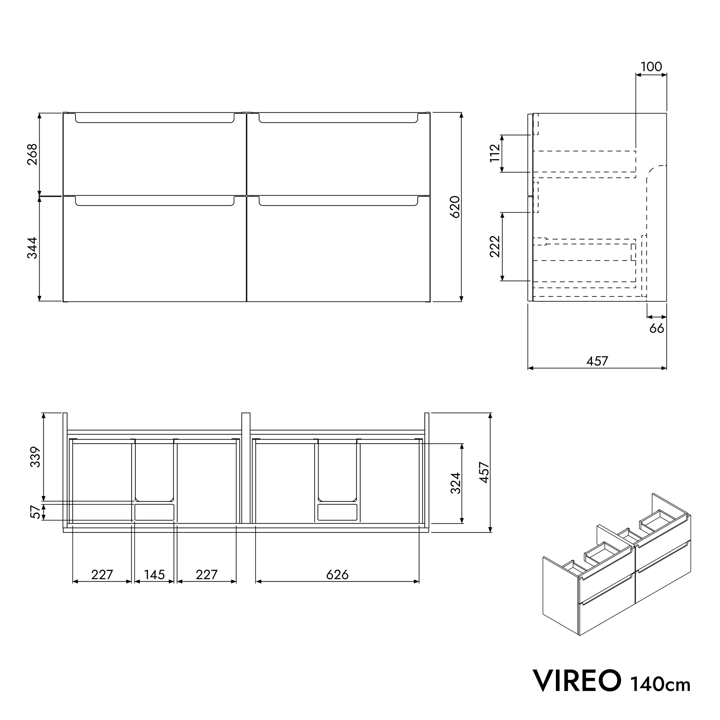 Mueble bajo lavabo VIREO 140 cm