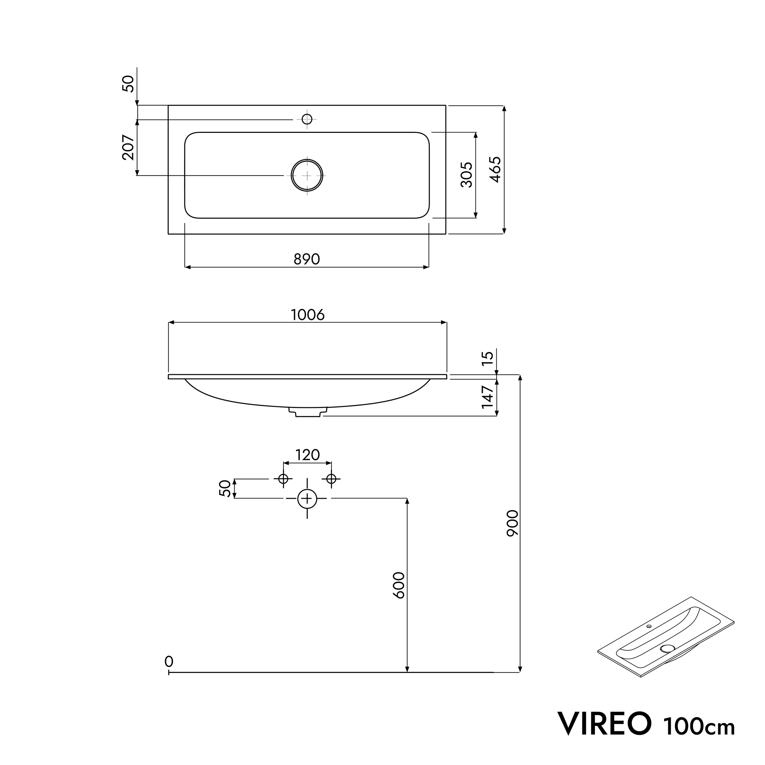 Mueble bajo lavabo VIREO 100 cm