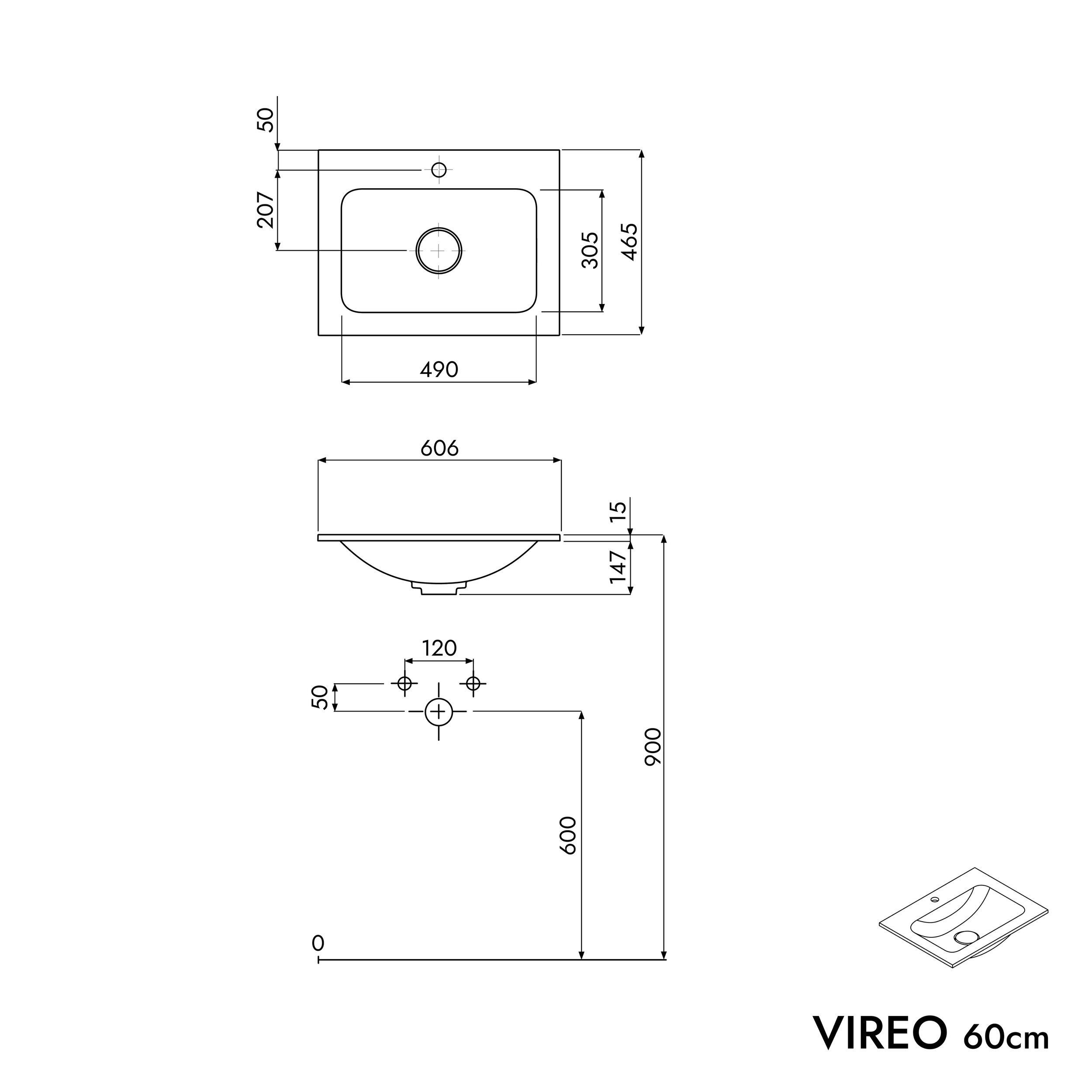 Mueble bajo lavabo VIREO 60 cm