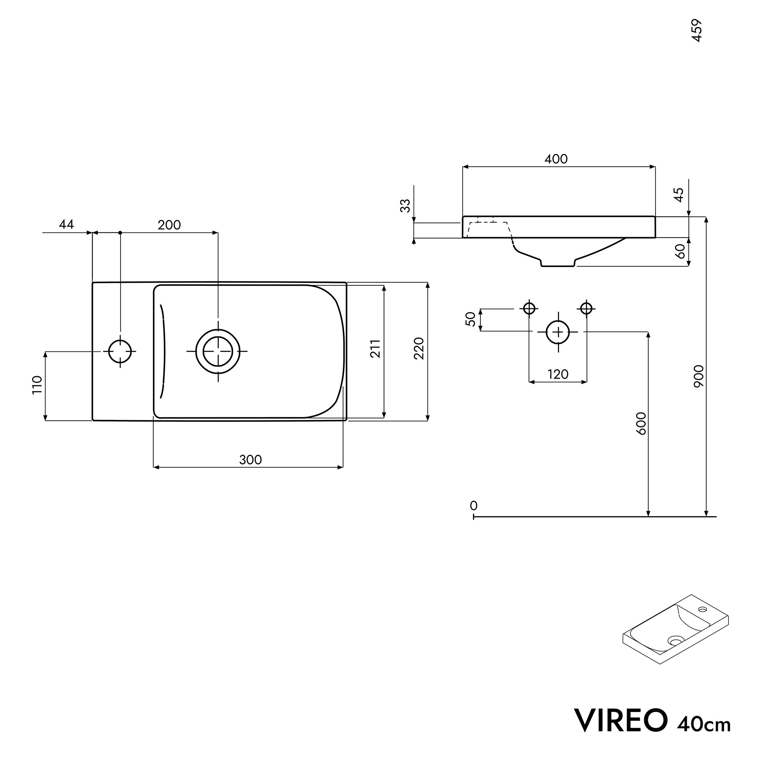 Mueble lavabo VIREO 40 cm