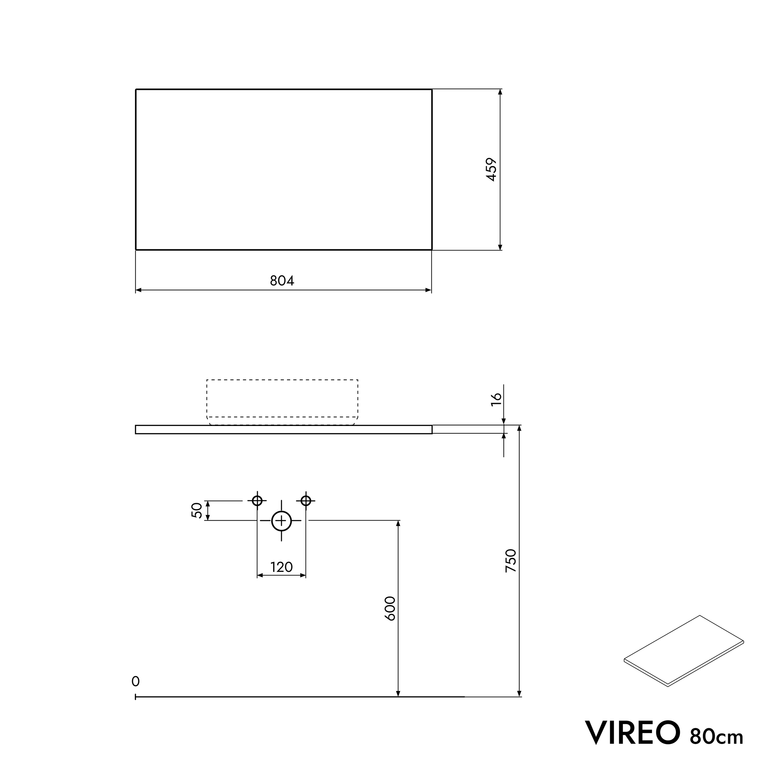 Mueble bajo lavabo VIREO 80 cm