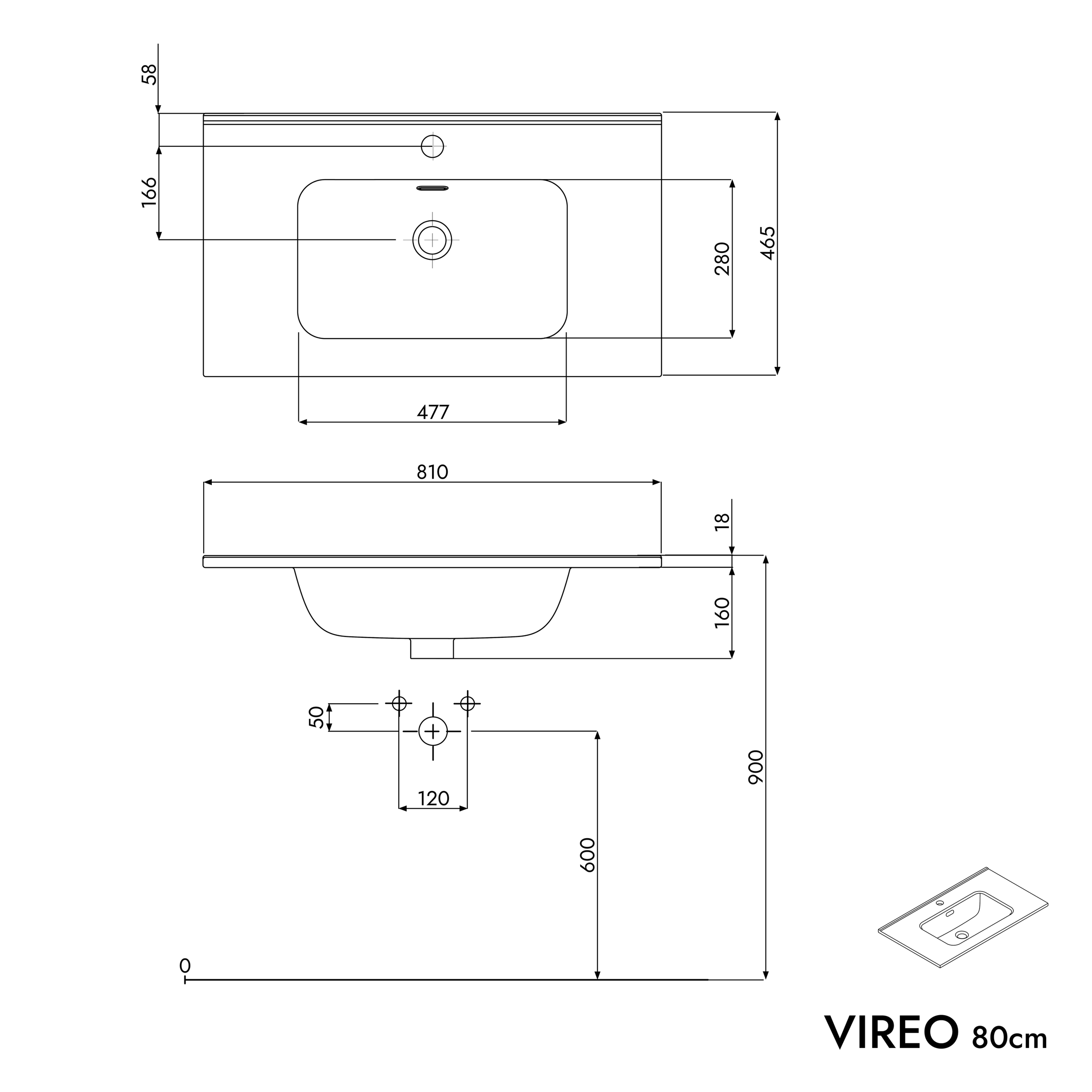 Conjunto de muebles de baño VIREO 80 cm con lavabo