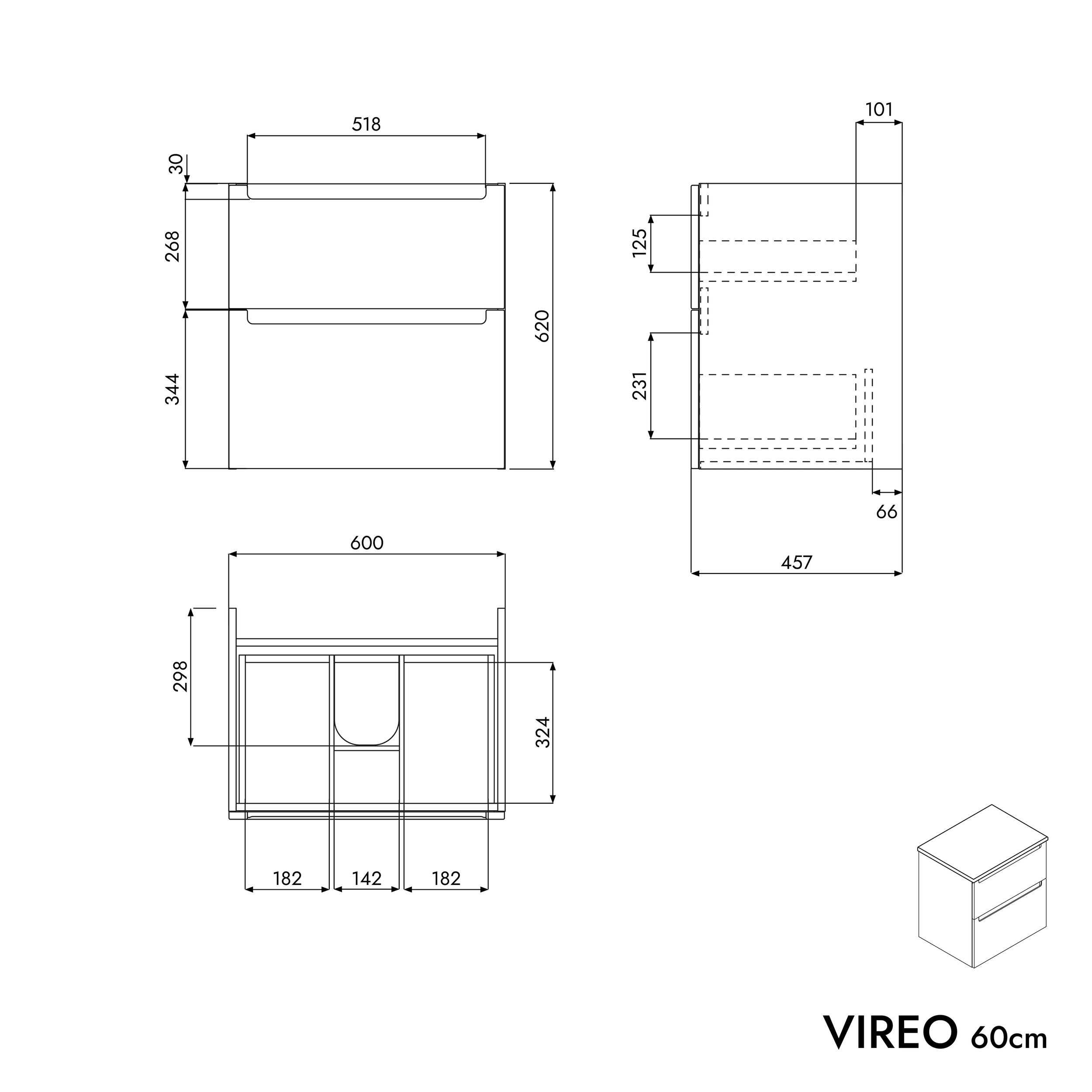 Mueble lavabo VIREO 60 cm