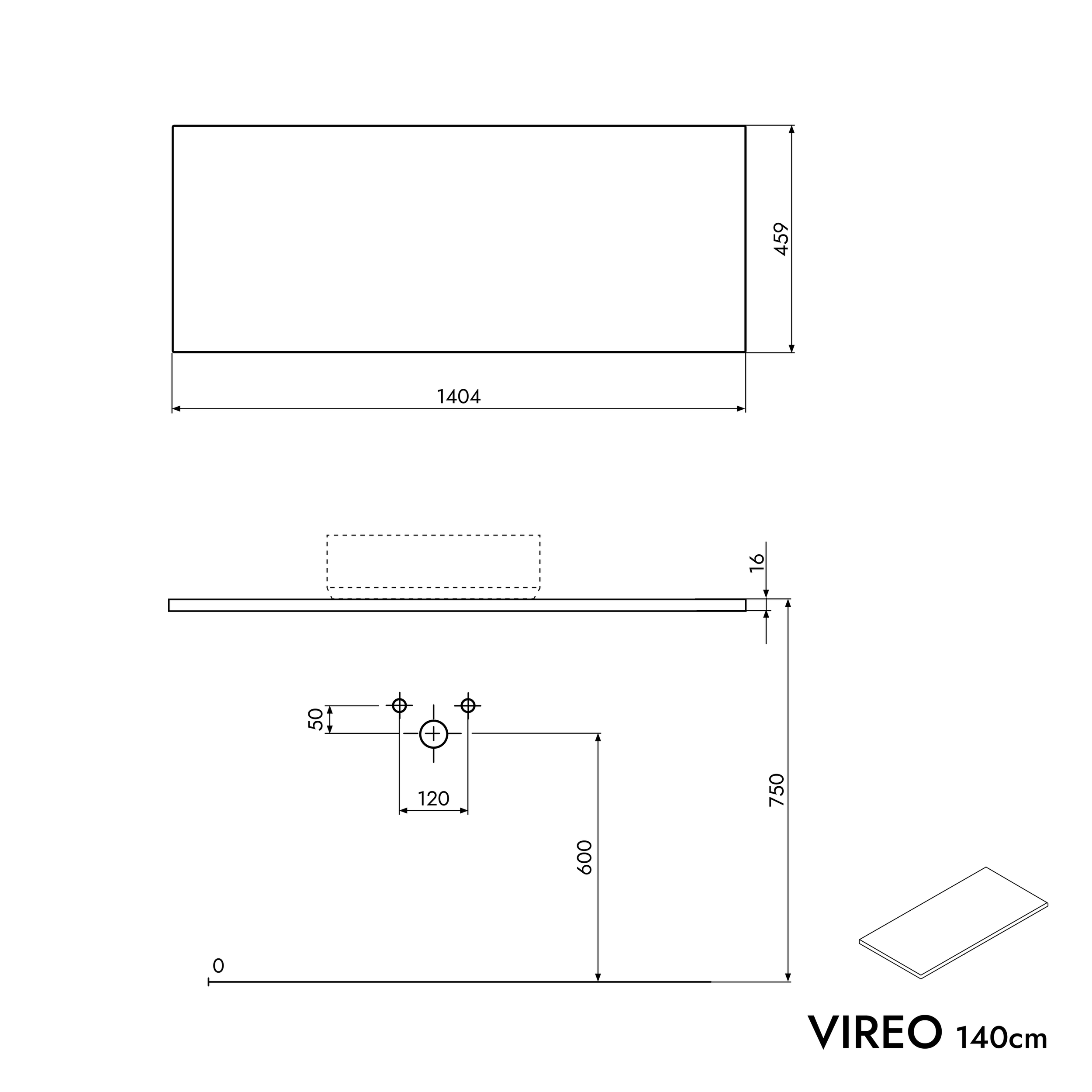 Mueble lavabo VIREO 140 cm