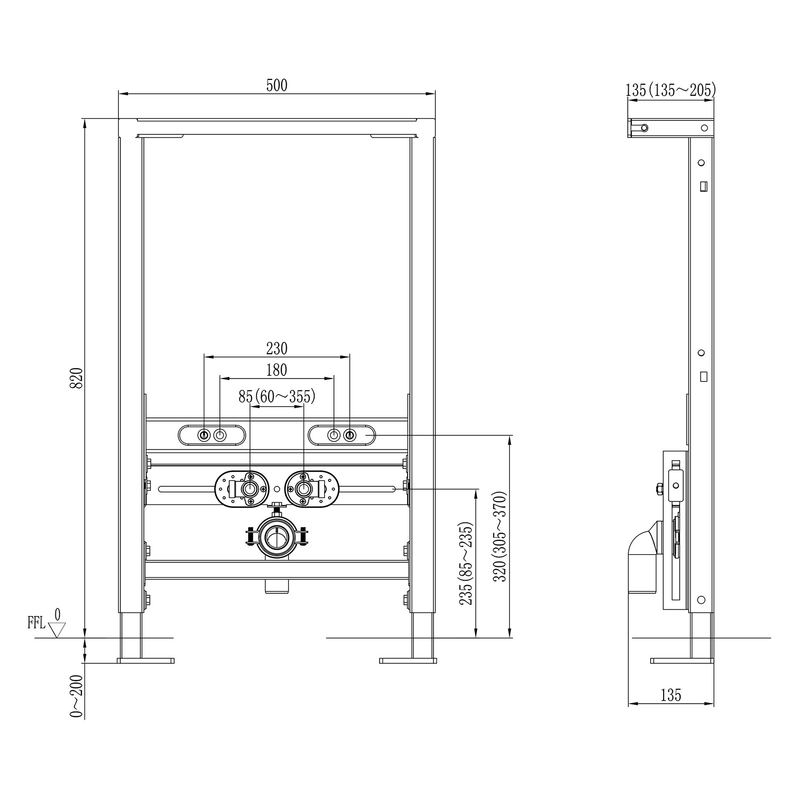 Elemento de montaje de preinstalación de bidé Bernstein G30013A