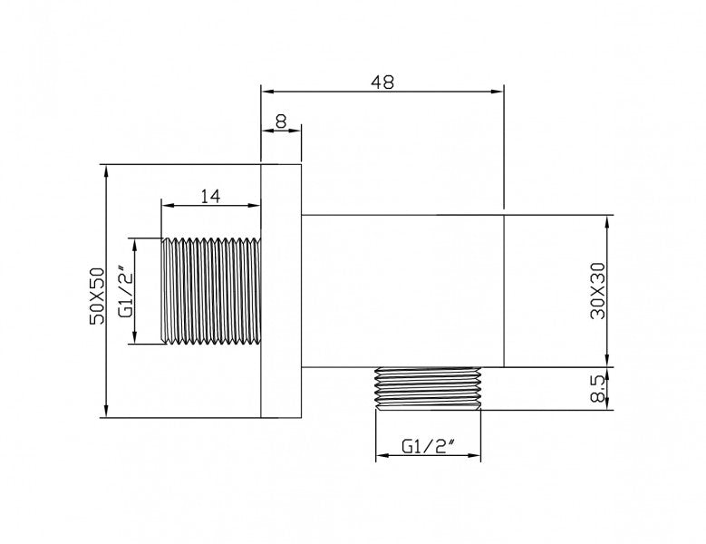 Curva de conexión a pared BA007