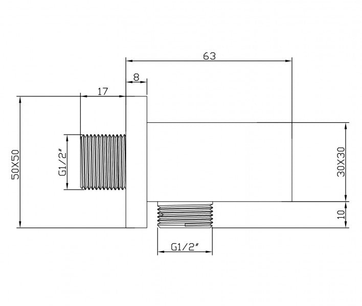 Codo de conexión a pared con soporte para ducha BA002