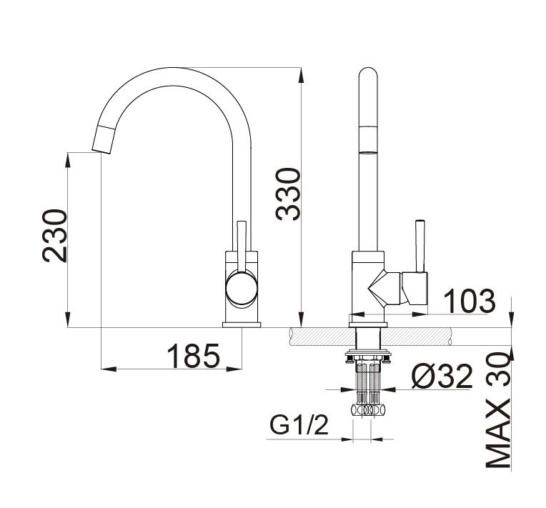 Grifo mezclador para lavabo Bernstein 1434C-33