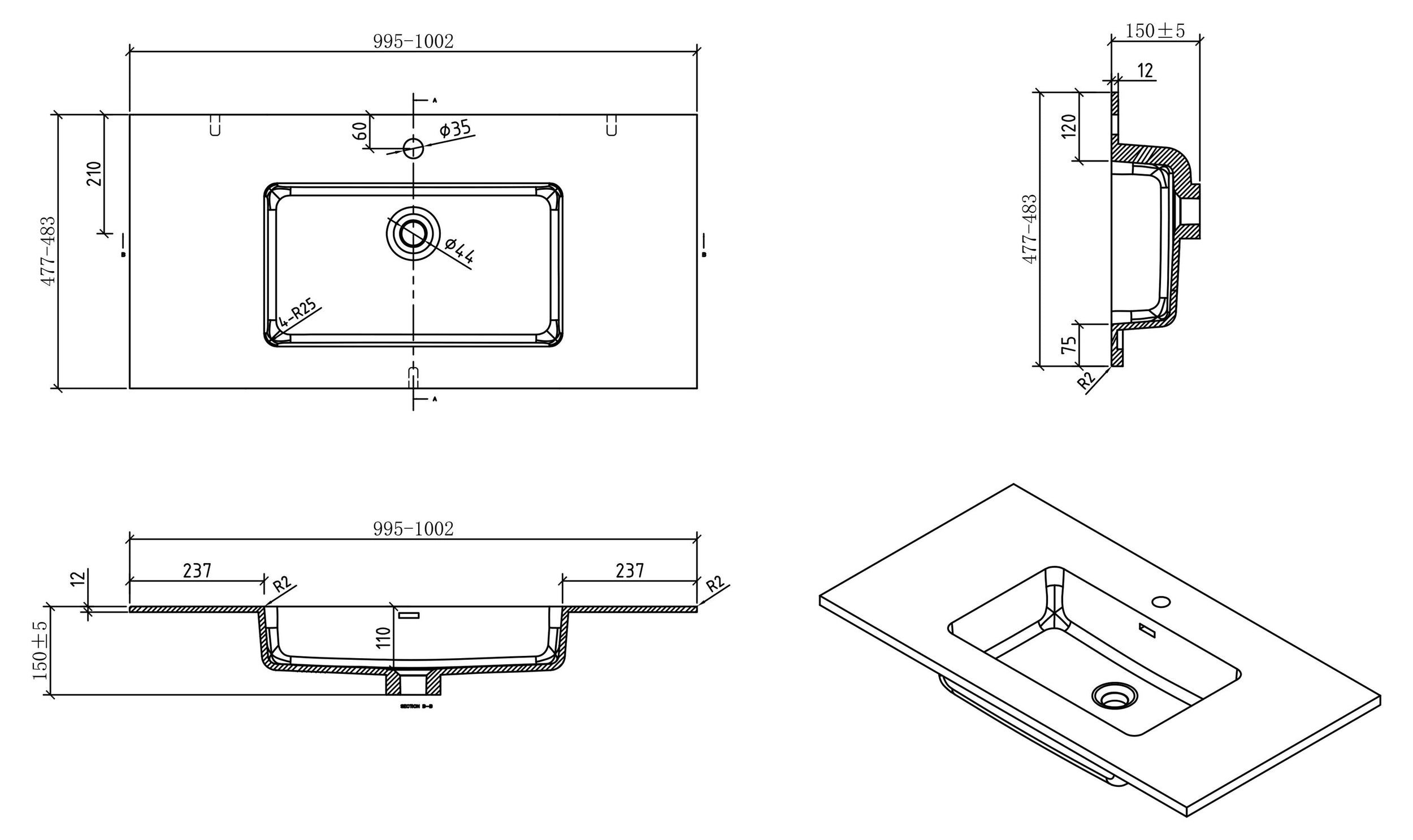 Conjunto de muebles de cuarto de baño Alice 1000