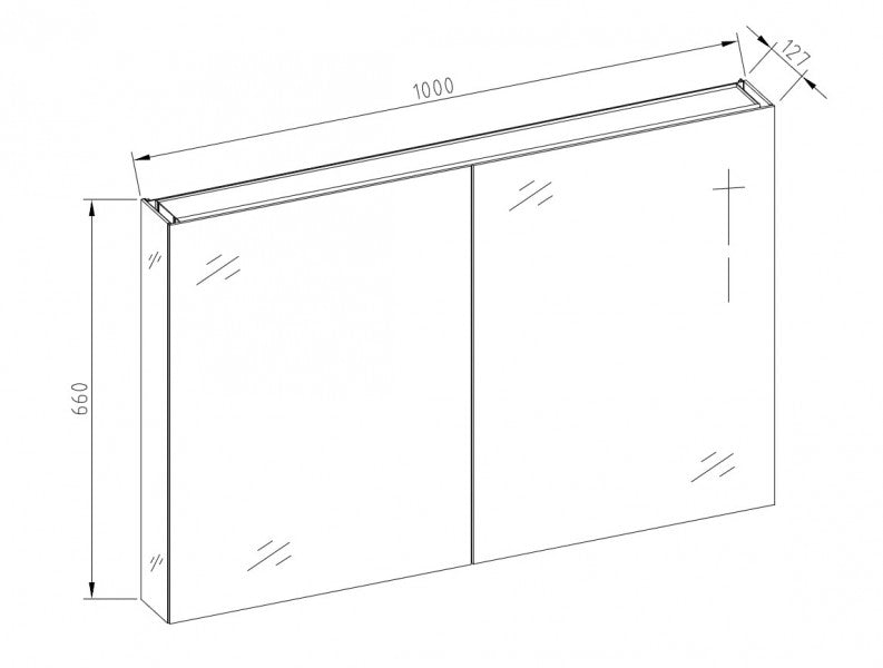 Armario con espejo de aluminio de 2 puertas