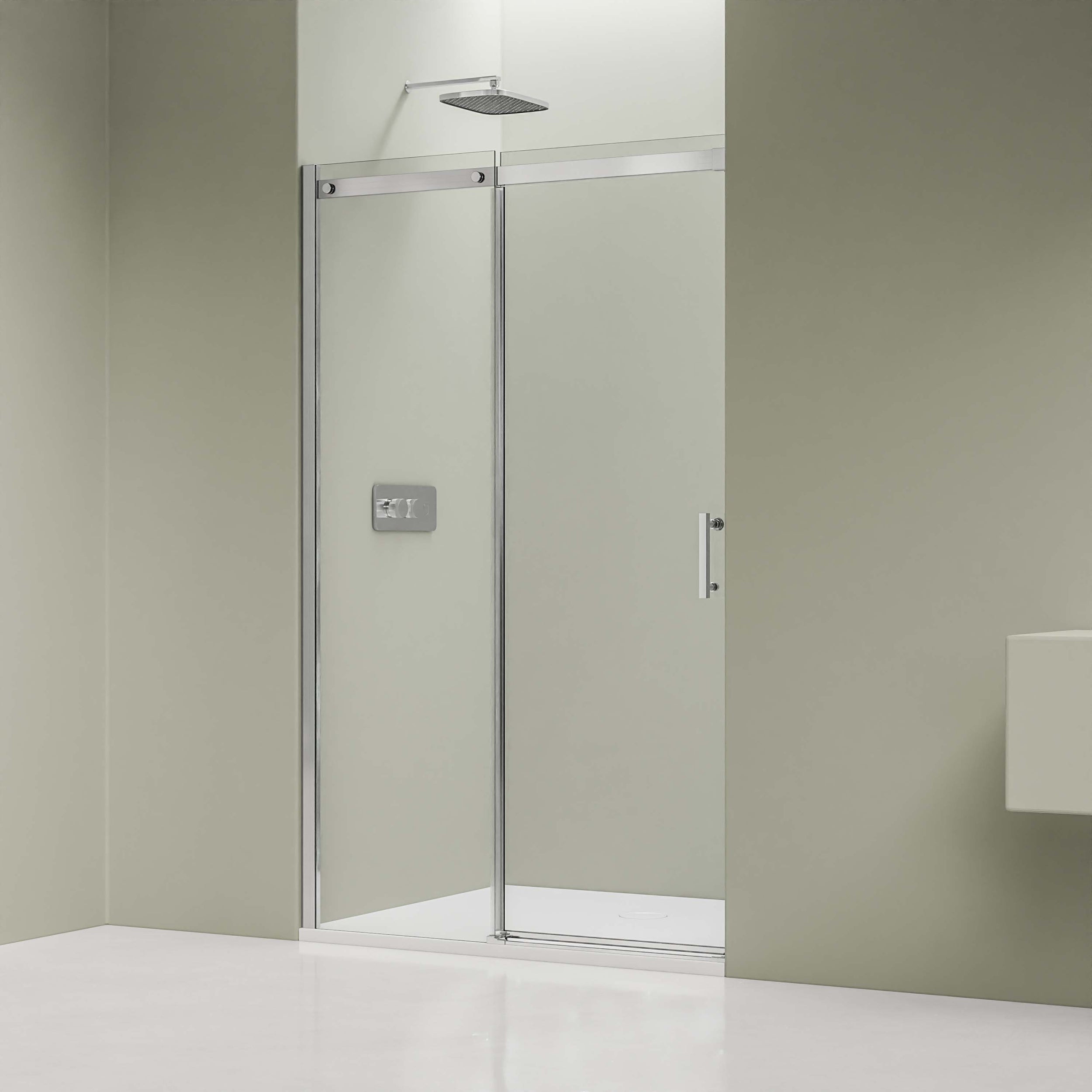 Mampara de ducha fija y puerta deslizante DX806A FLEX de cristal auténtico con tratamiento Nano - se puede seleccionar la anchura