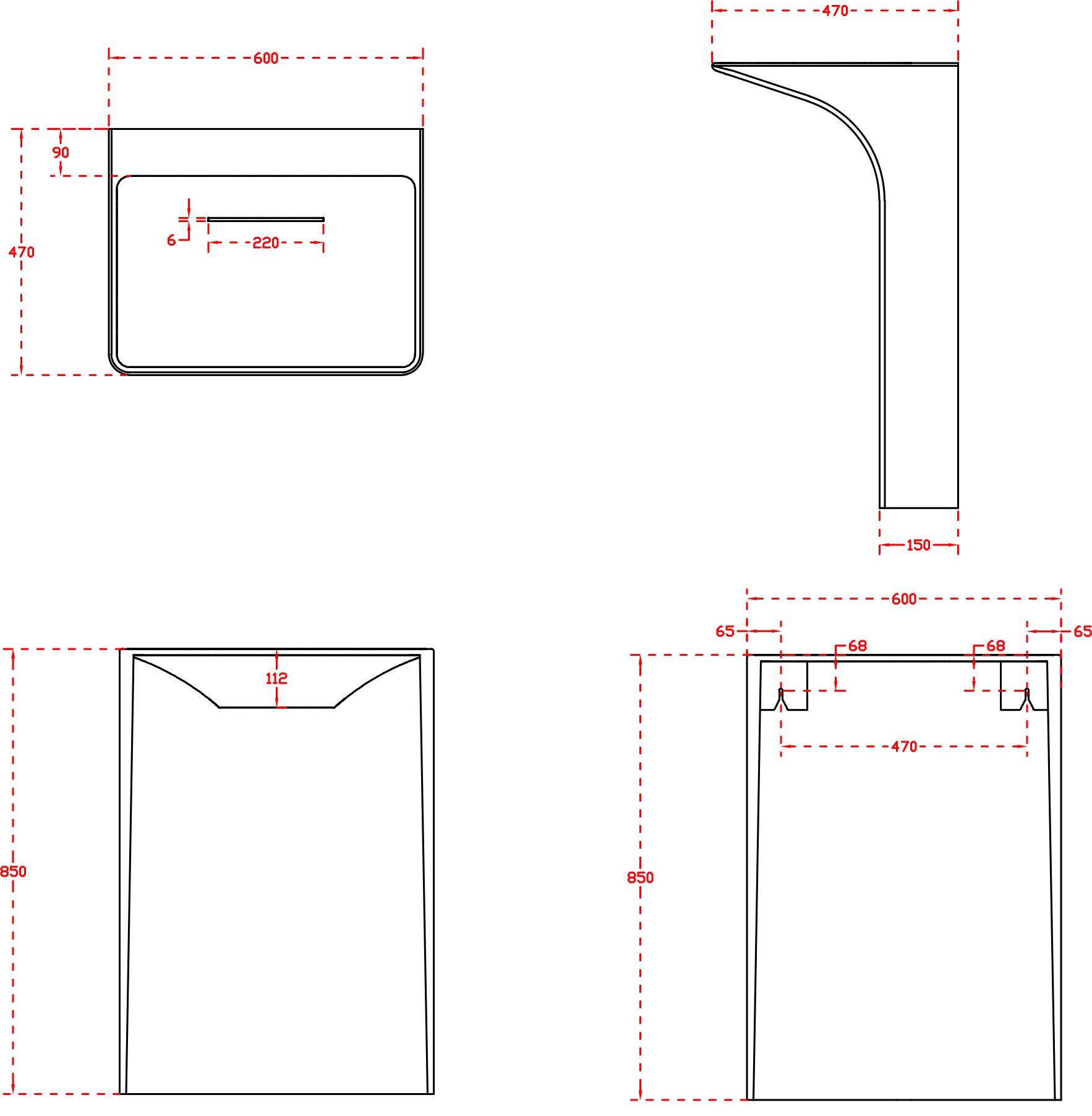 Lavabo en el suelo Bernstein de piedra sólida TWZ29 - 60 x 47 x 85 cm