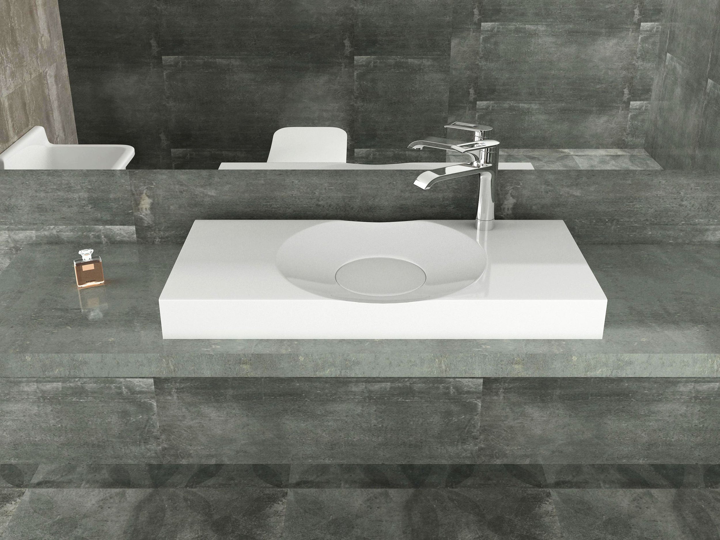 Lavabo mural Lavabo sobre encimera BS6059 en mármol fundido